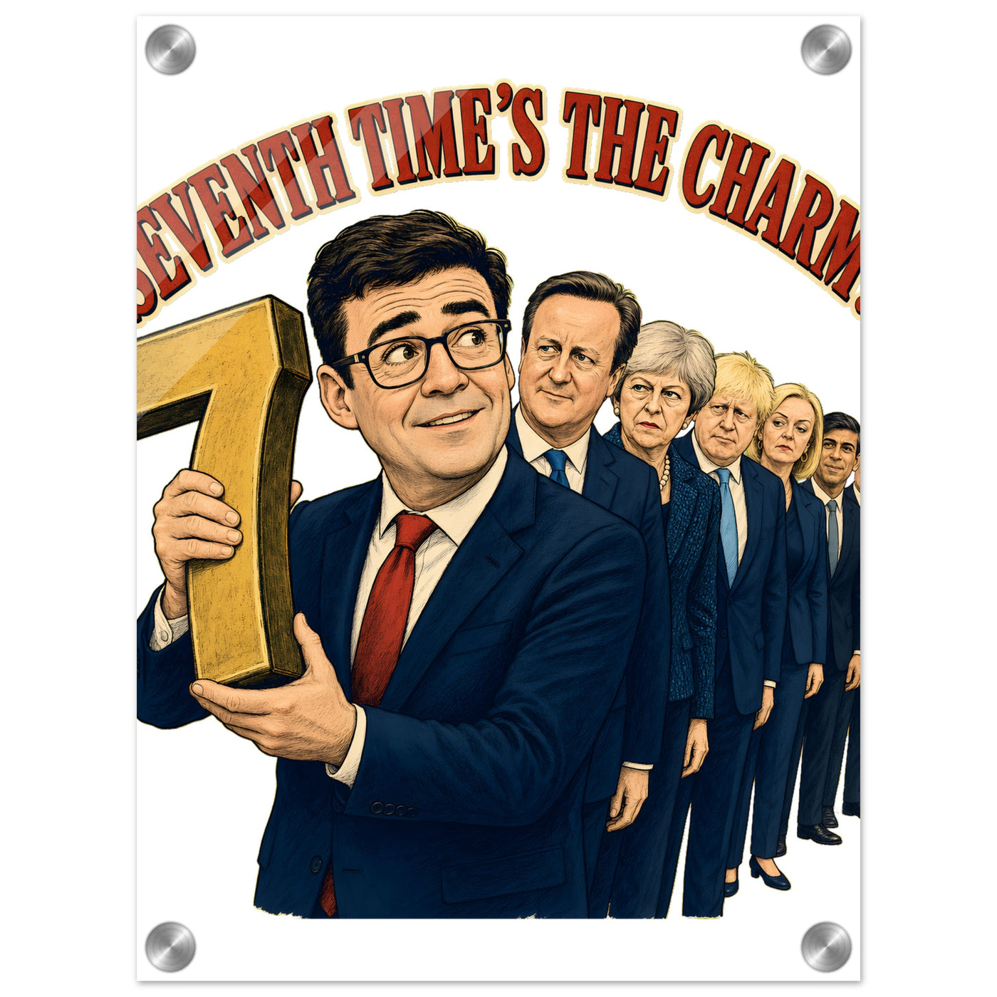 Seventh Time’s the Charm? UK Prime Minister Caricature Acrylic Print