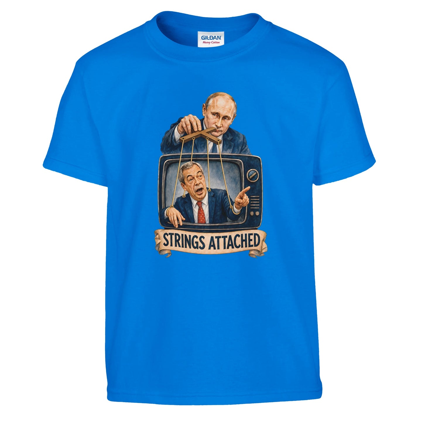 Strings Attached Political Satire Kids' T-shirt — product view 14