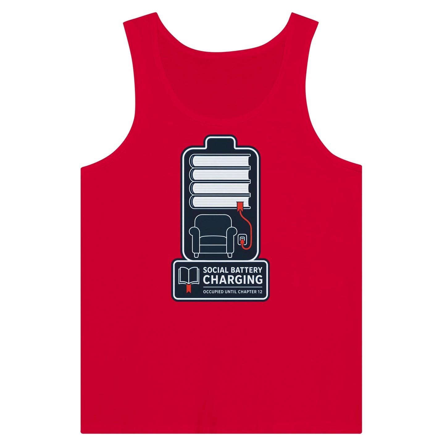Social Battery Charging Premium Unisex Tank Top — product view 12