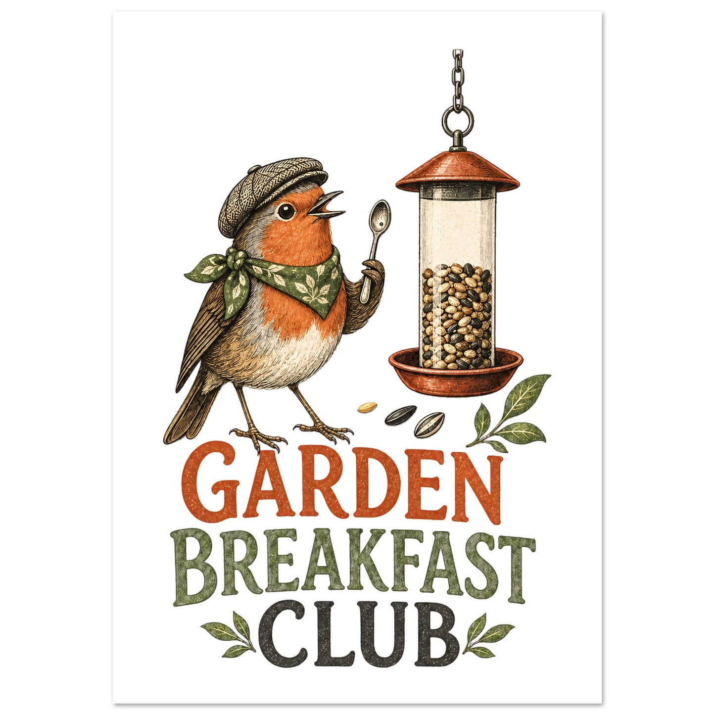 Garden Breakfast Club Robin Graphic Poster — product view 6