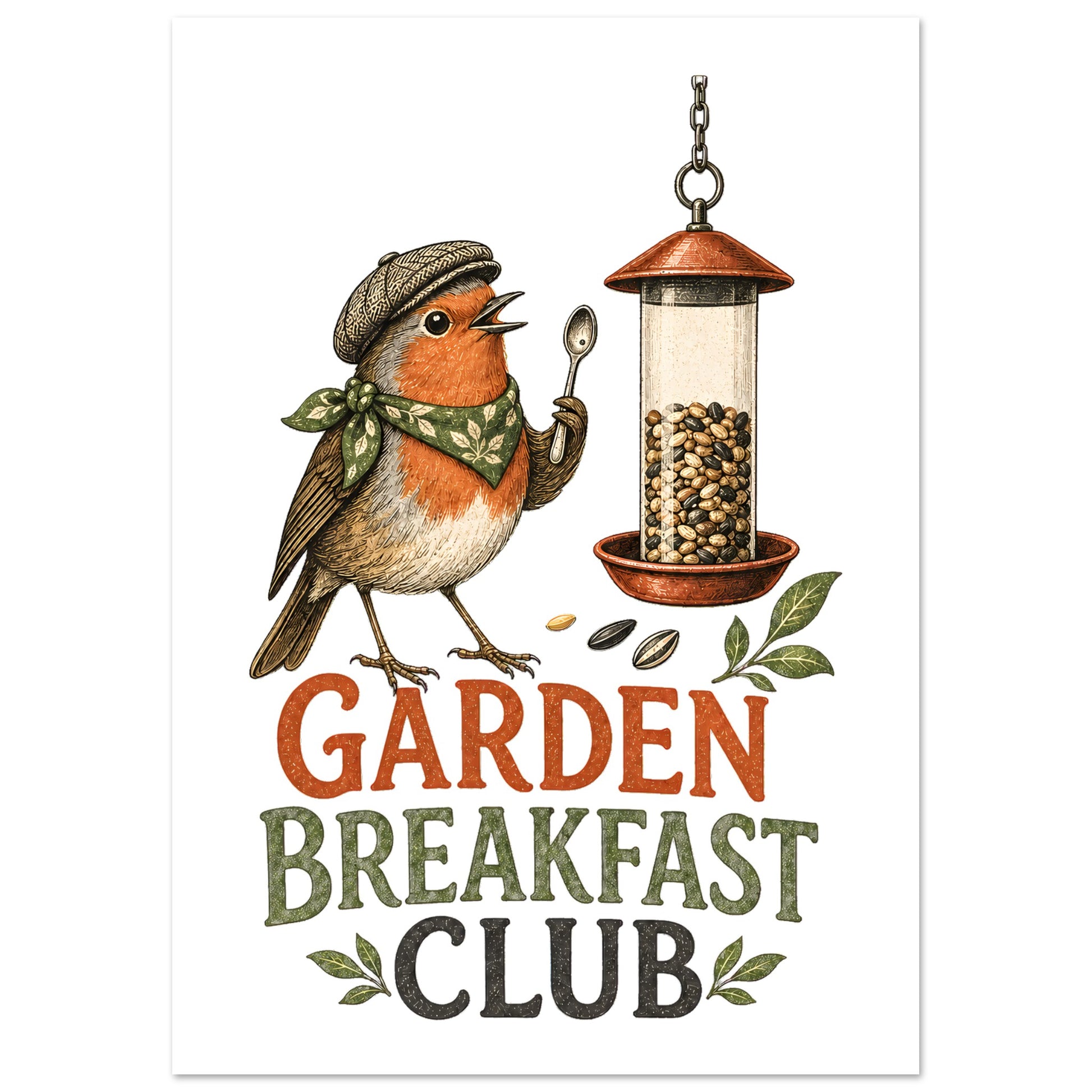 Garden Breakfast Club Robin Graphic Poster — product view 6