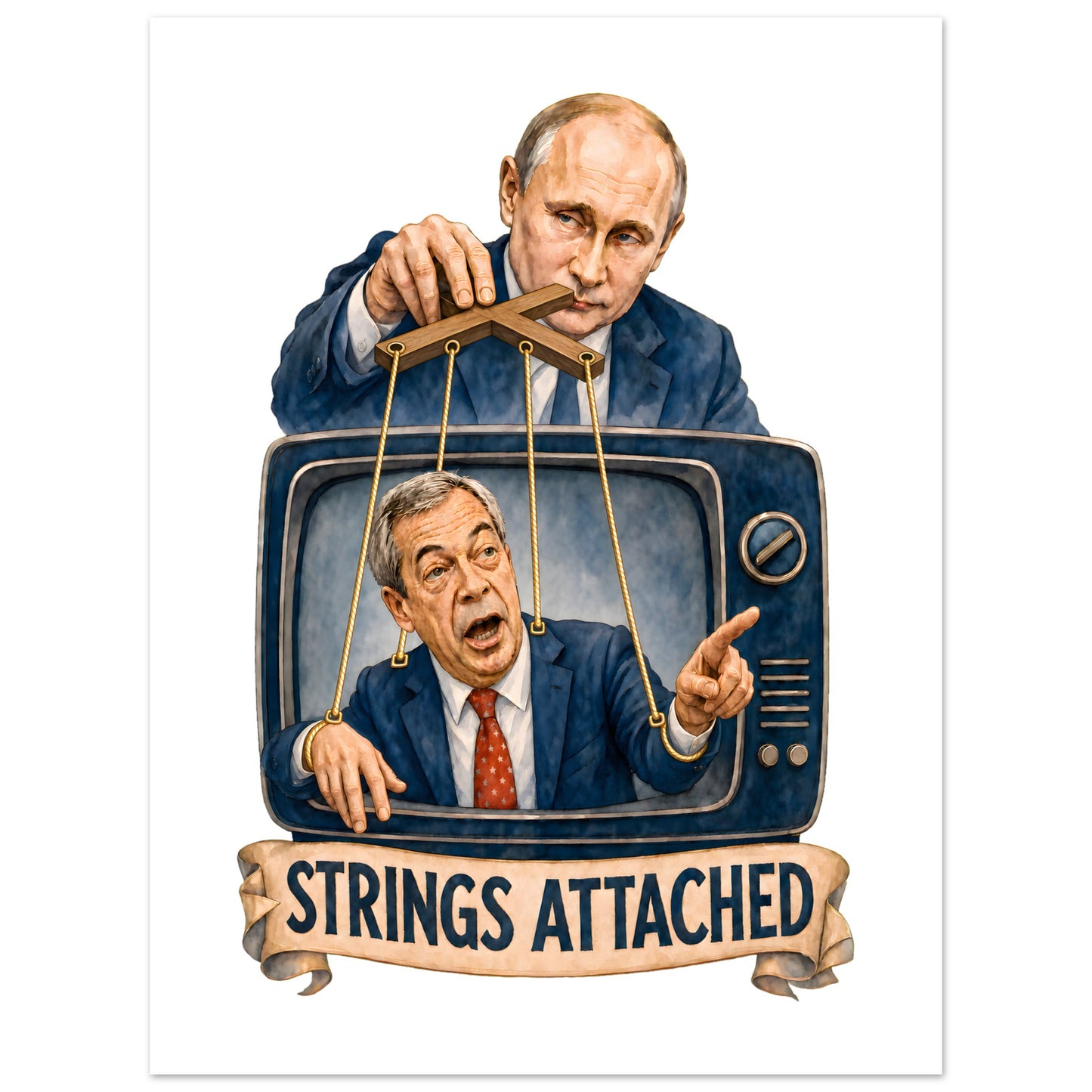 Strings Attached Political Satire Poster — product view 5