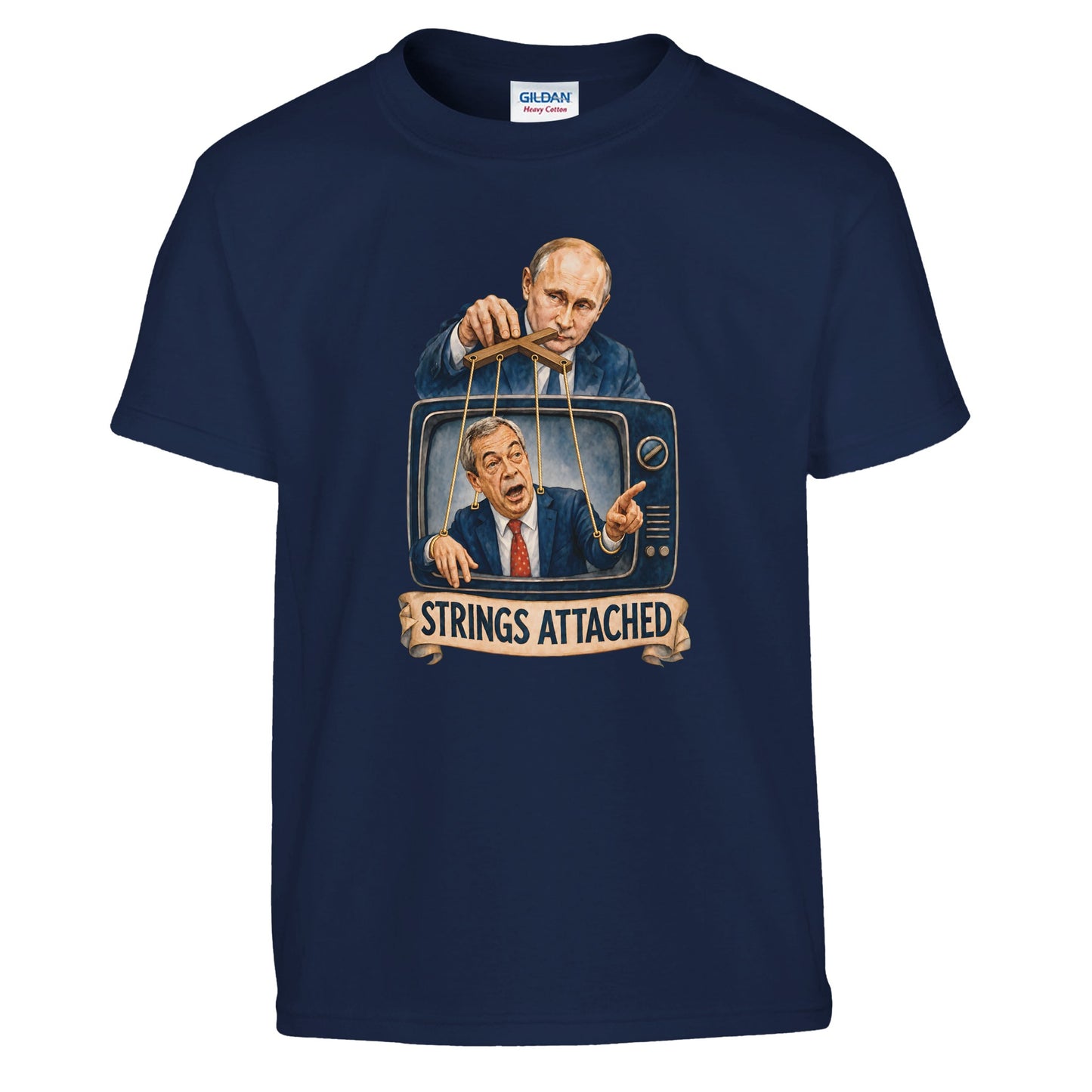 Strings Attached Political Satire Kids' T-shirt — product view 7