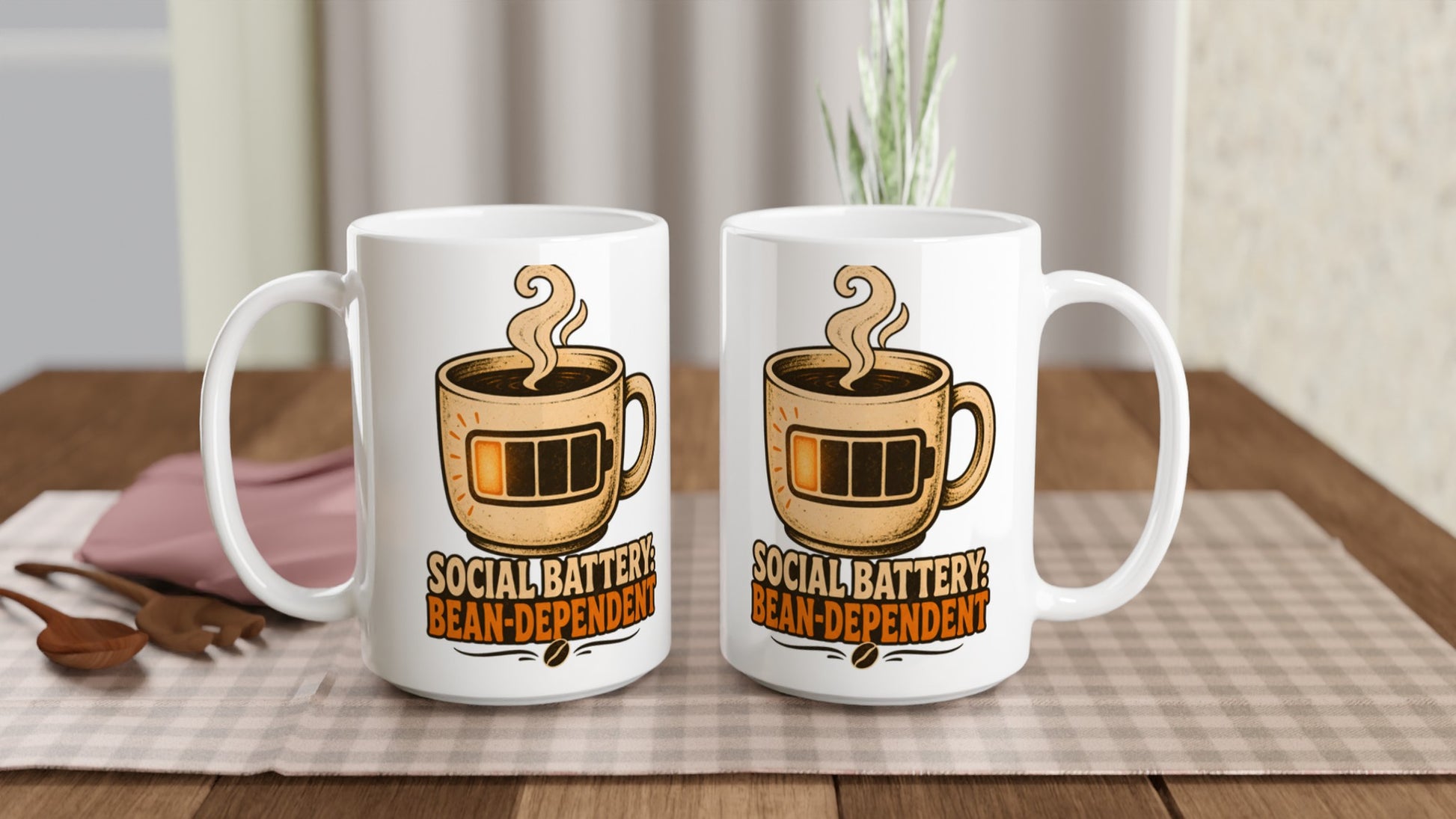 Social Battery: Bean-Dependent Graphic Large Mug — product view 5