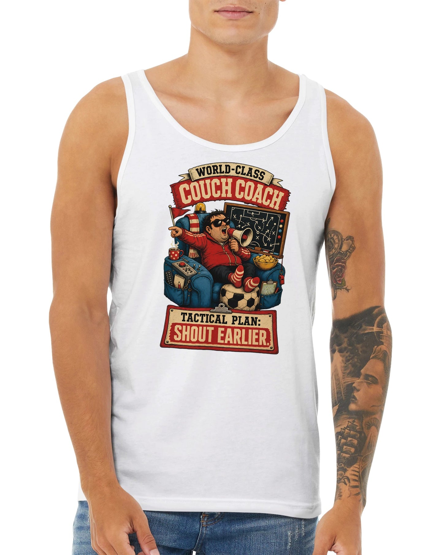 World-Class Couch Coach Premium Unisex Tank Top — product view 15