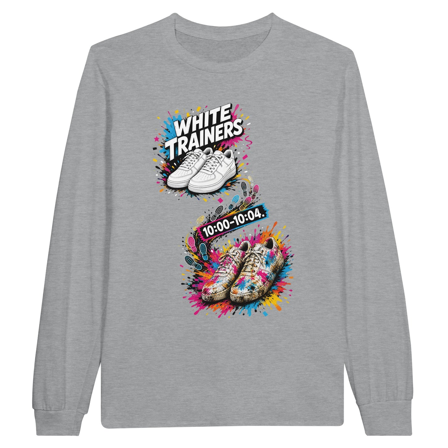White Trainers: 10:00–10:04 Long-Sleeve T-shirt — product view 10