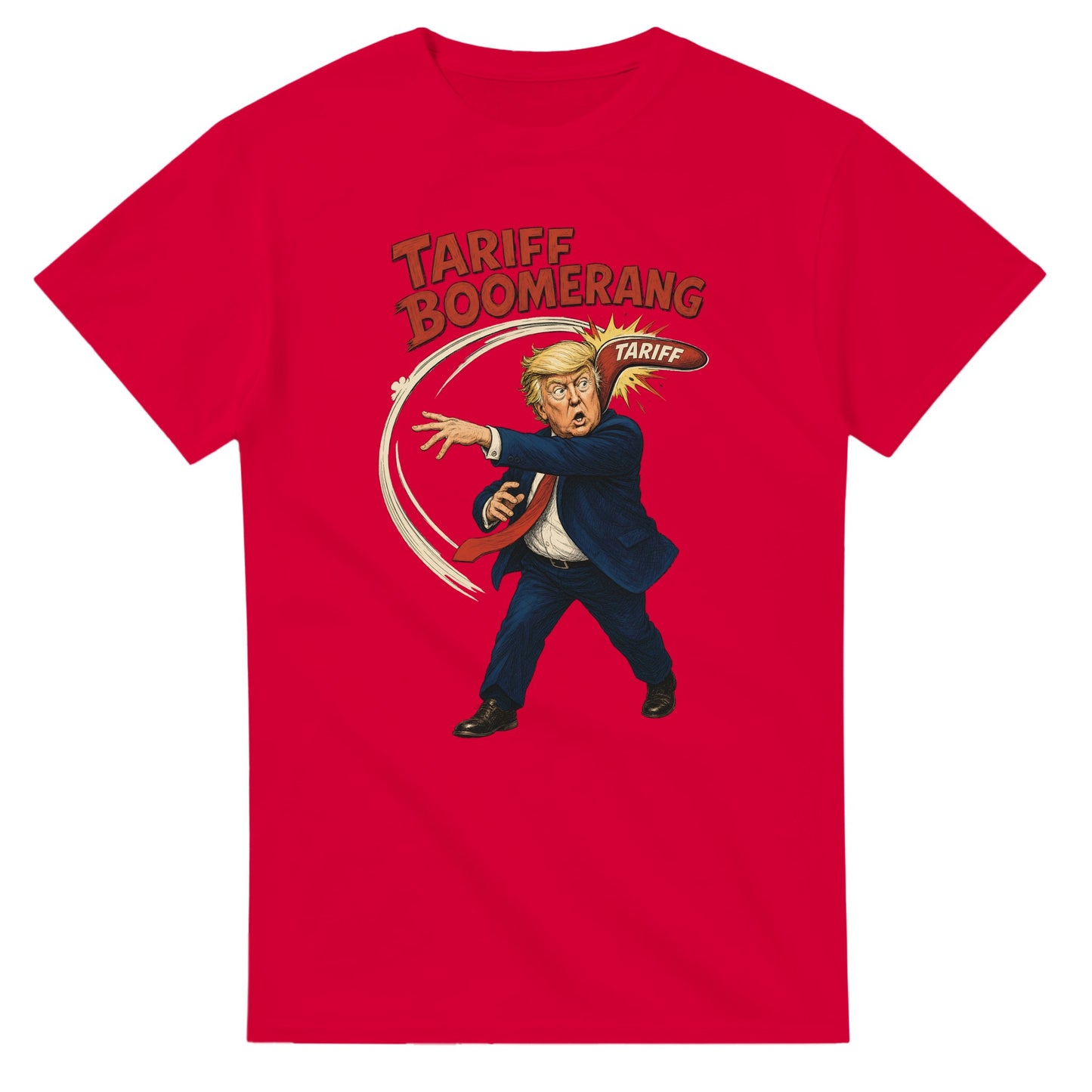 Tariff Boomerang – Trump Political Satire T-shirt — product view 9