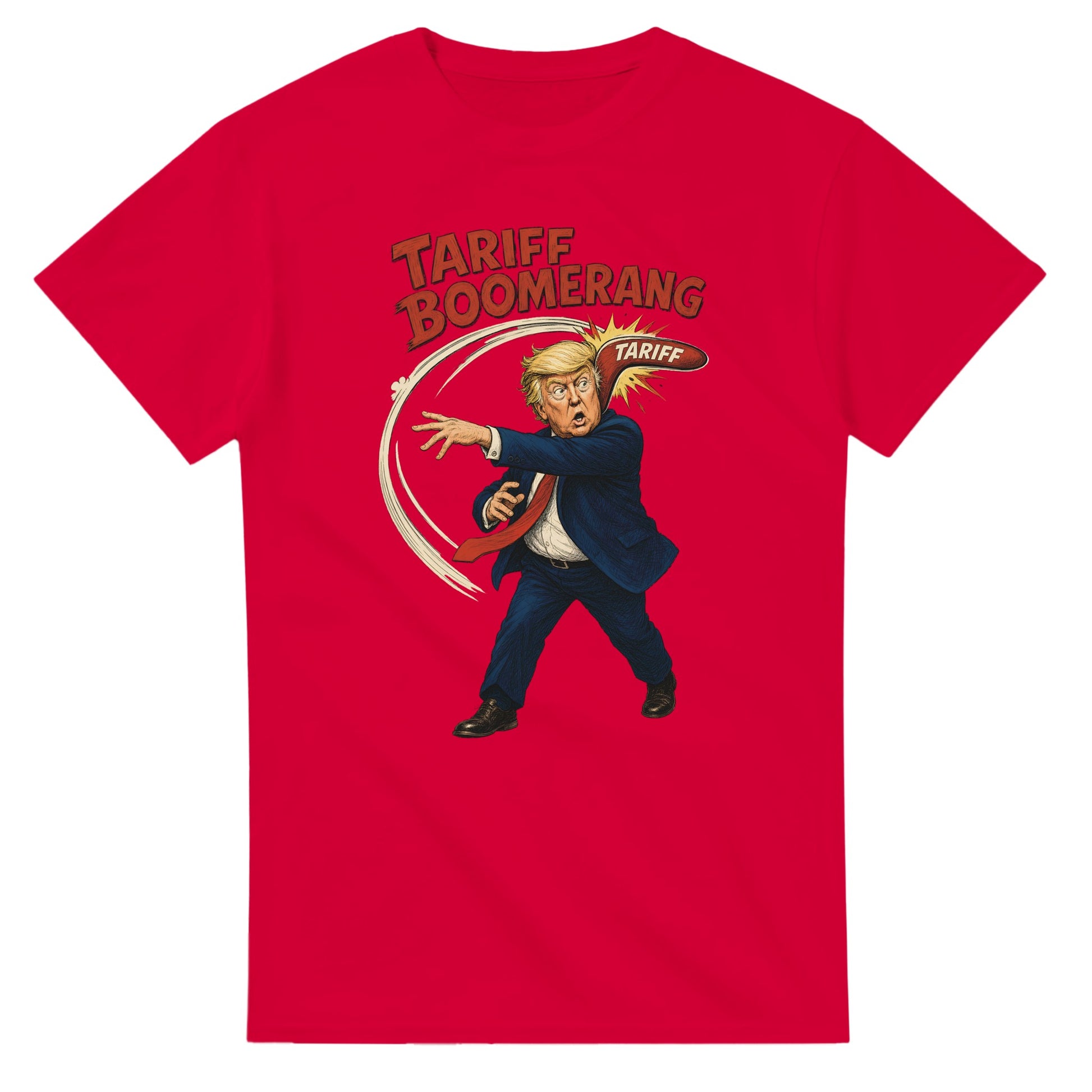 Tariff Boomerang – Trump Political Satire T-shirt — product view 9