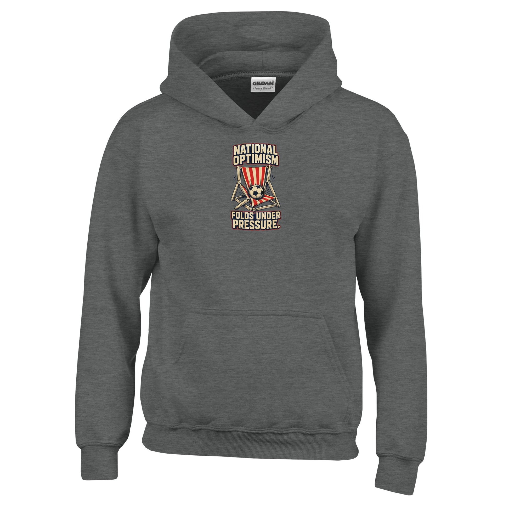 National Optimism Folds Under Pressure Football Kids' Hoodie — product view 2