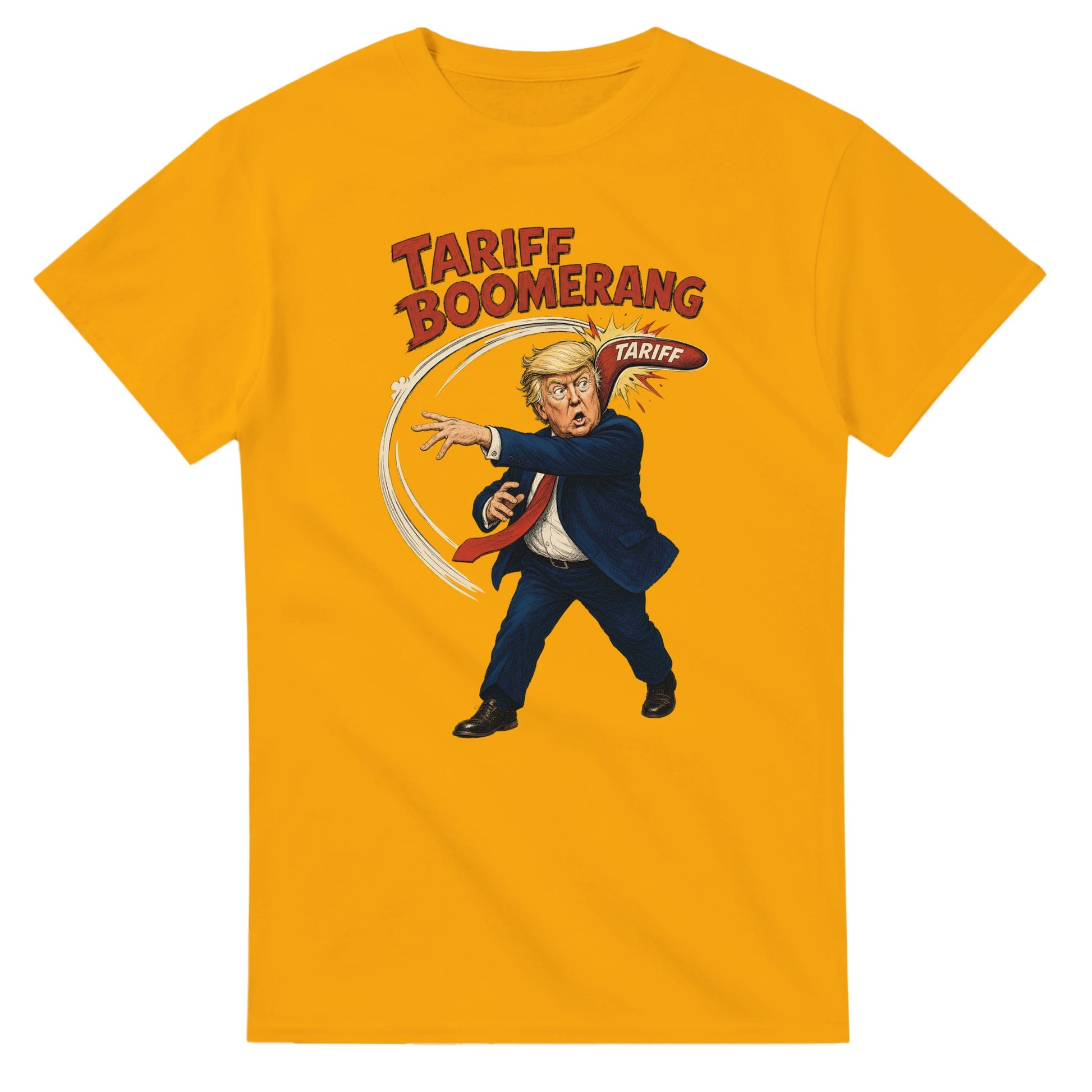 Tariff Boomerang – Trump Political Satire T-shirt — product view 14