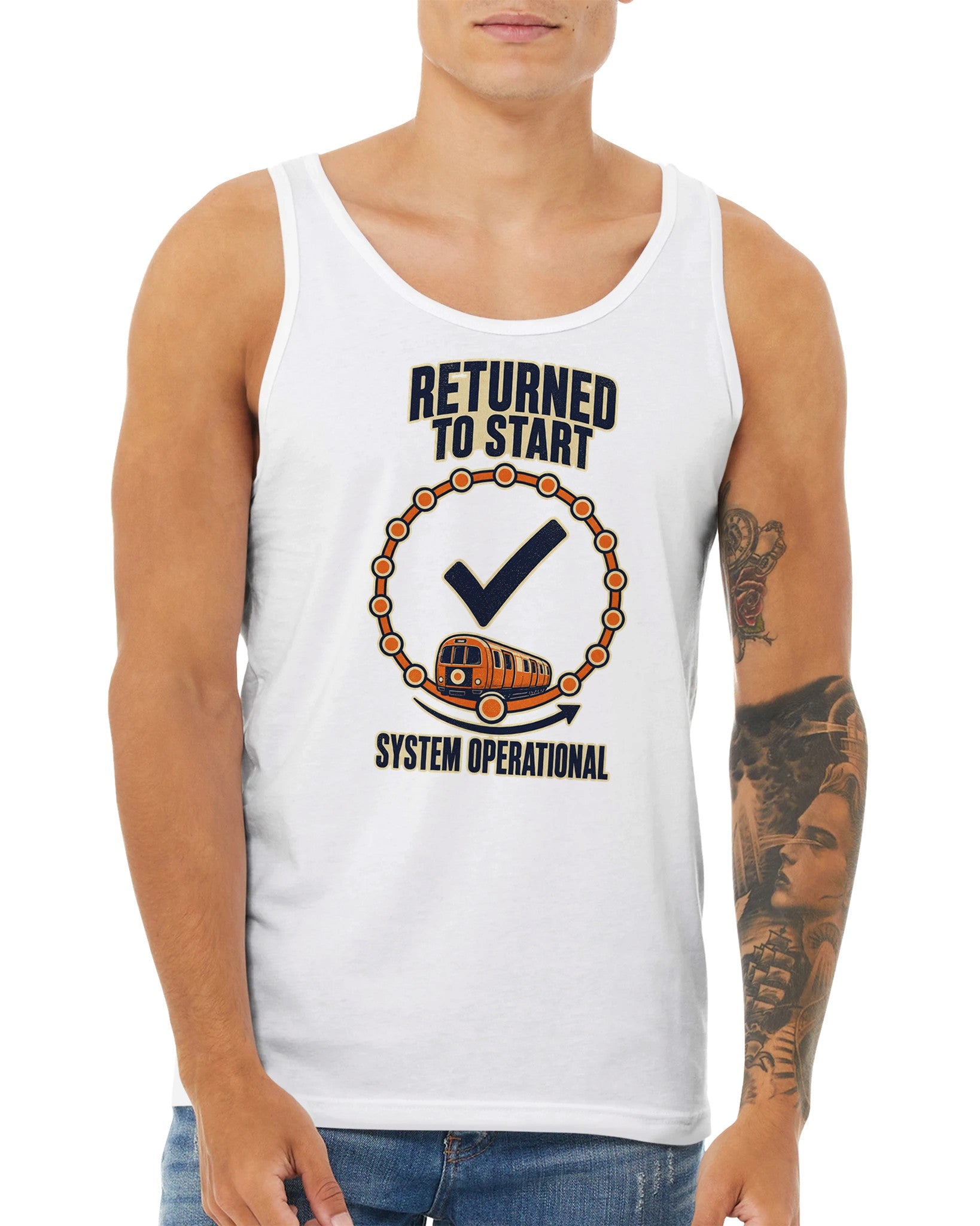 Glasgow Subway: System Operational Premium Unisex Tank Top — product view 15