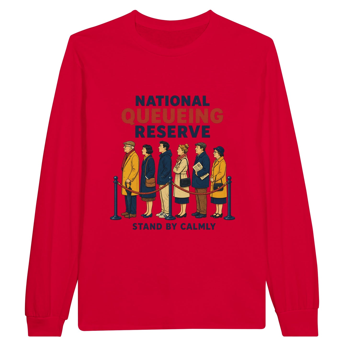 National Queueing Reserve – British Queue Graphic Long-Sleeve T-shirt — product view 9