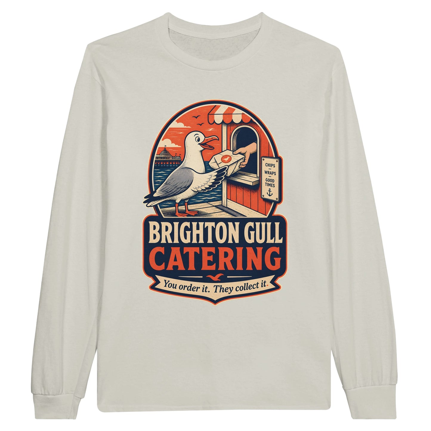 Brighton Gull Catering — Illustrated Long-Sleeve T-shirt — product view 14