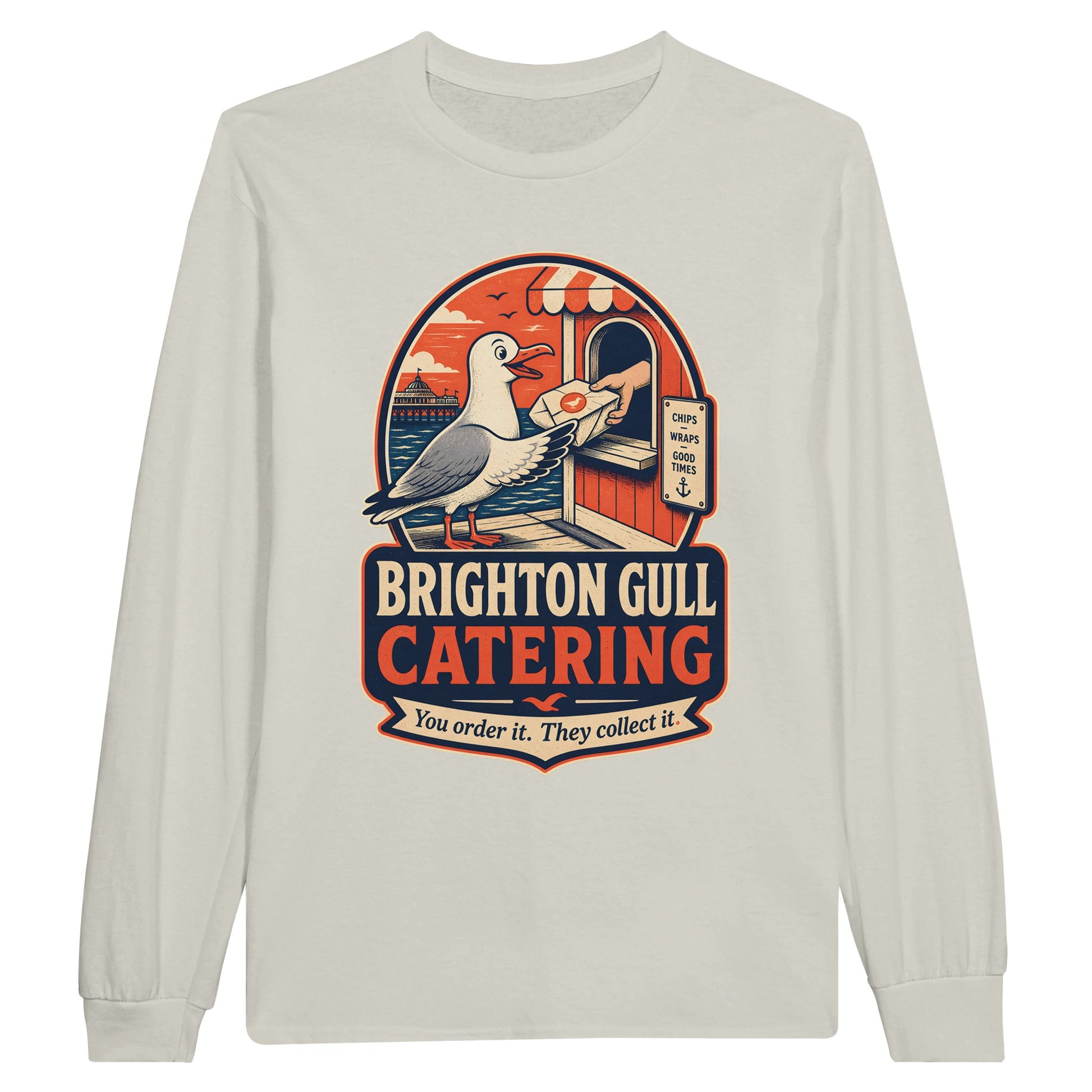 Brighton Gull Catering — Illustrated Long-Sleeve T-shirt — product view 14