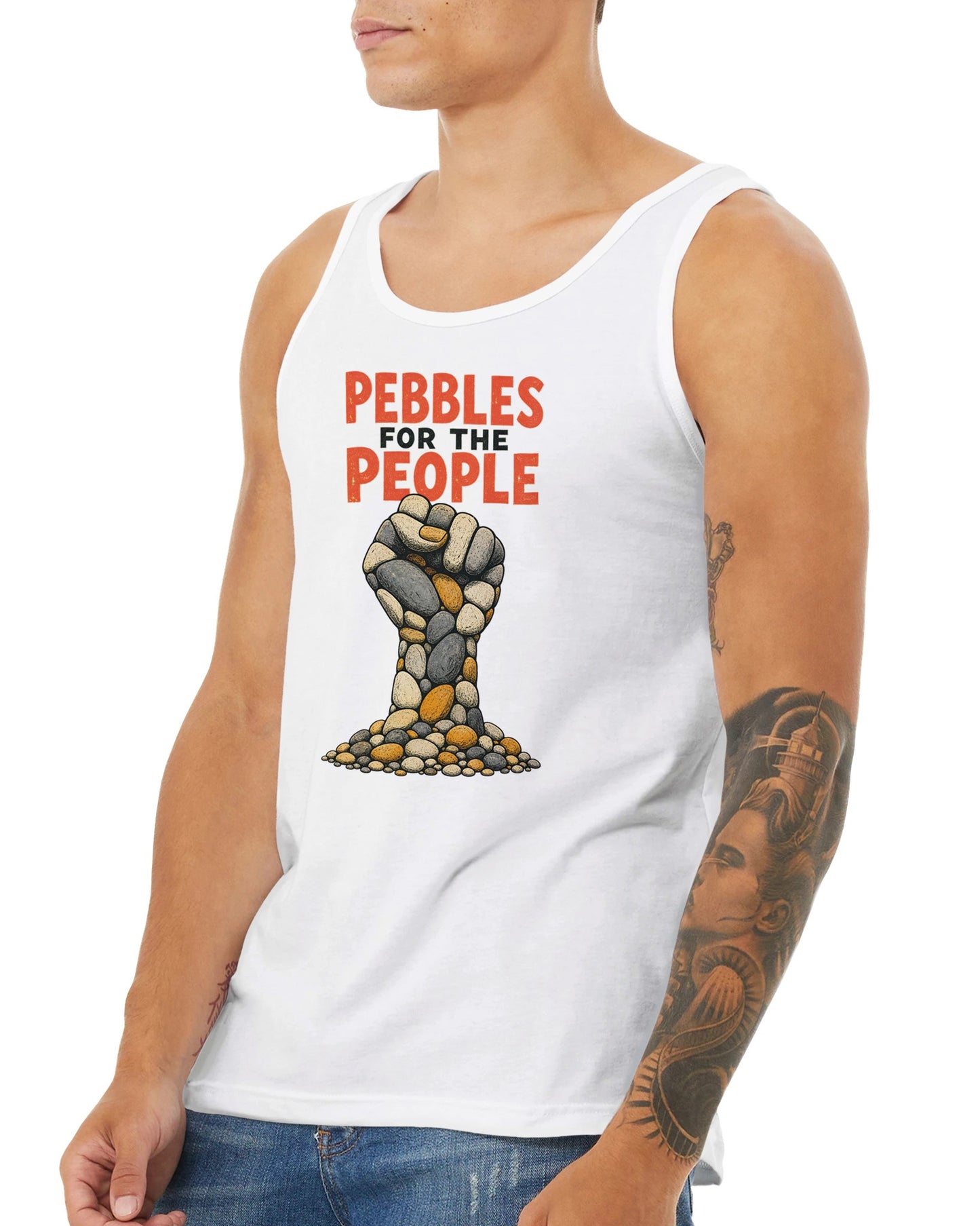 Pebbles for the People Graphic Premium Unisex Tank Top — product view 16
