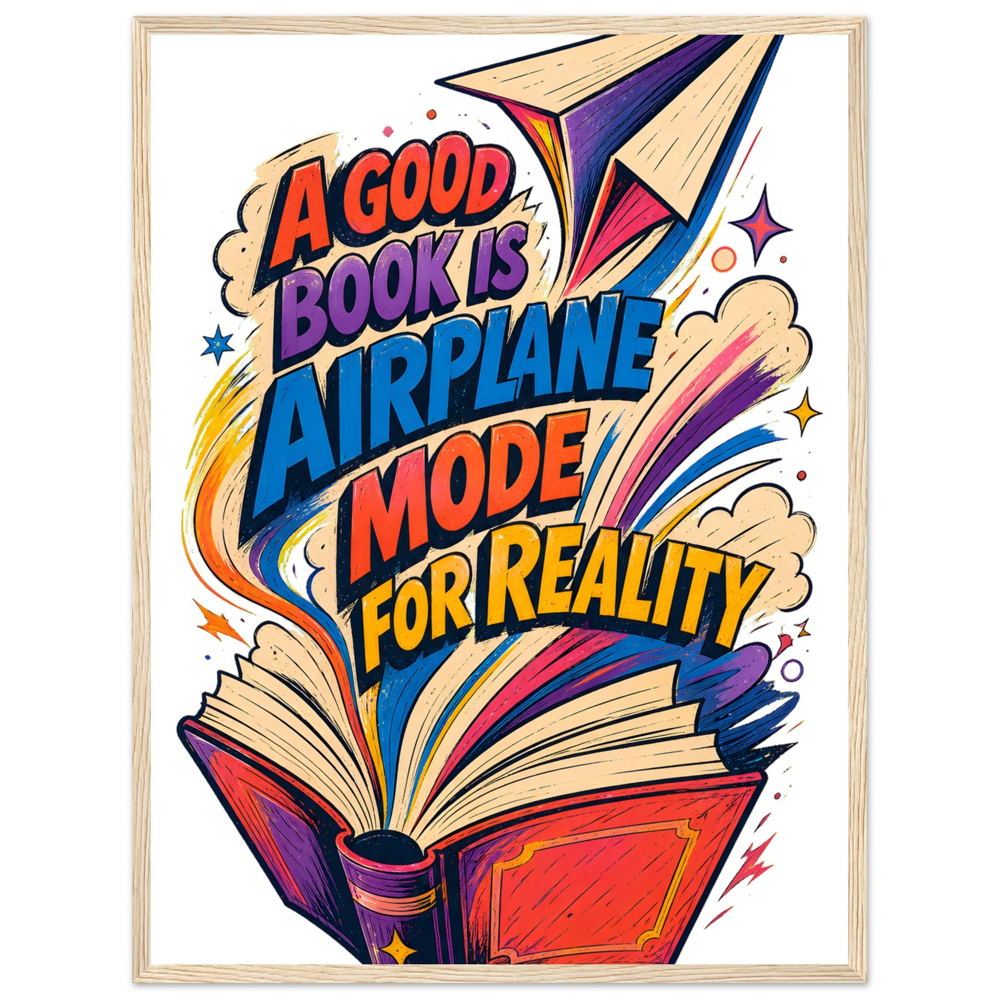 A Good Book Is Airplane Mode for Reality Framed Wall Art — product view 9