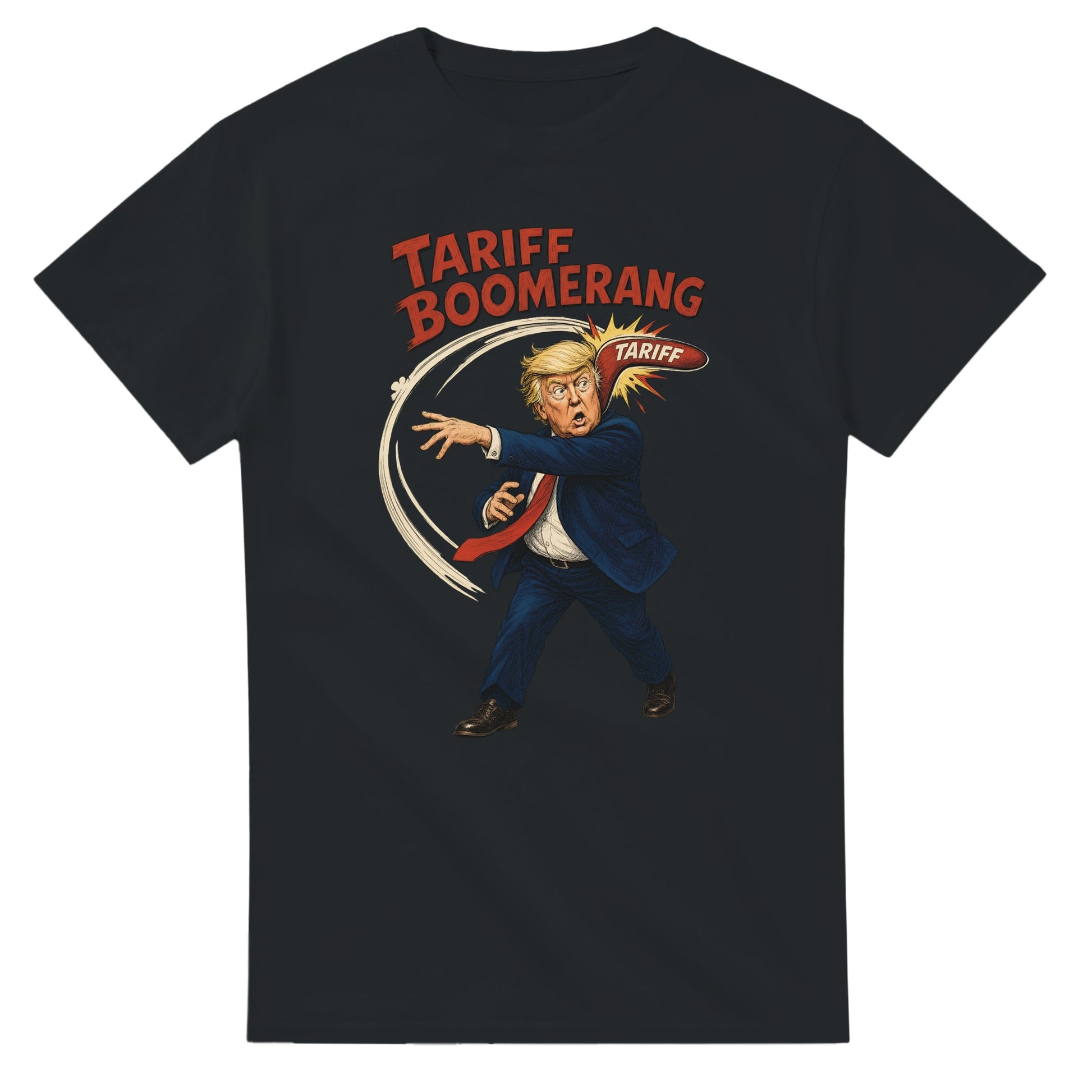 Tariff Boomerang – Trump Political Satire T-shirt — product view 10