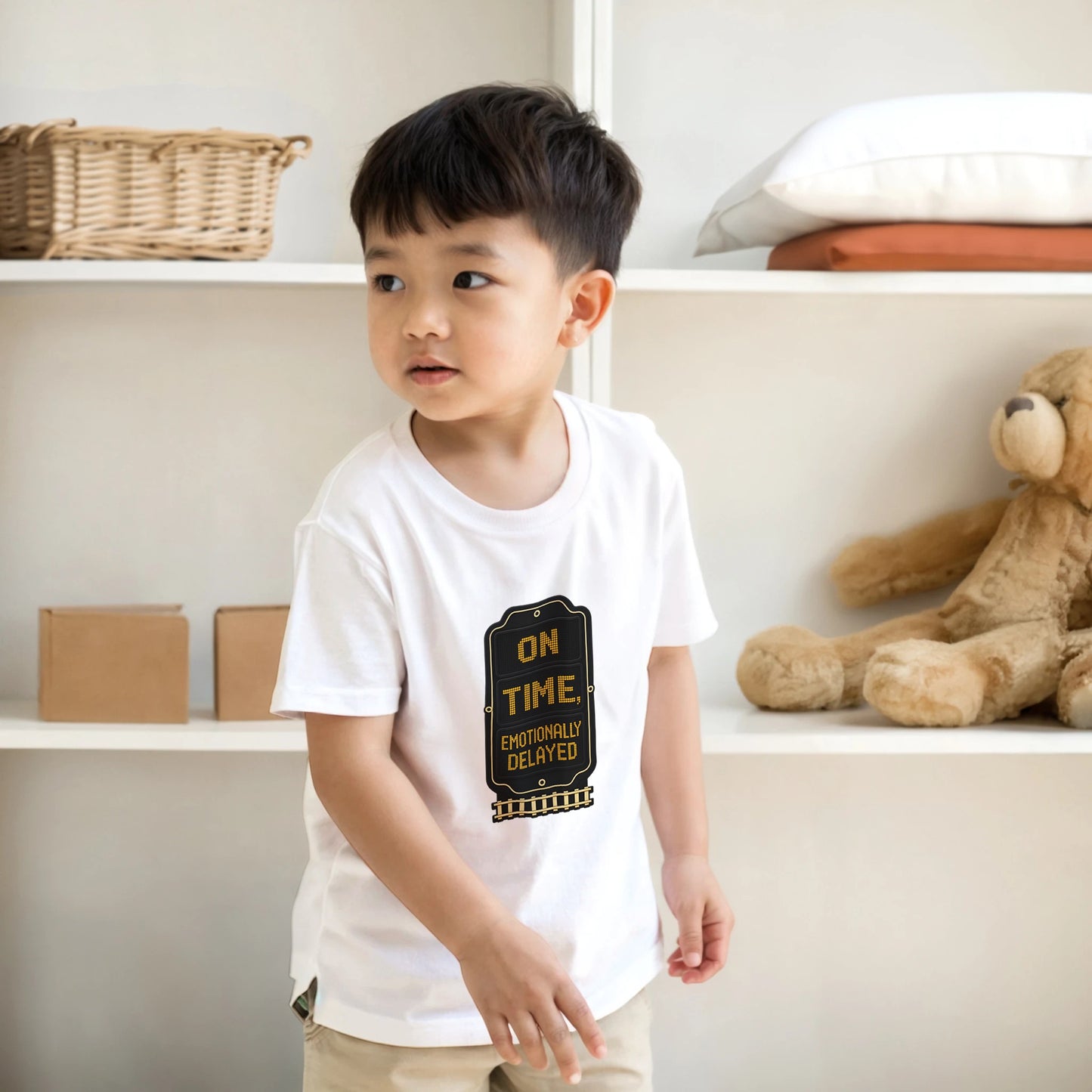 On Time, Emotionally Delayed Rail Graphic Kids' T-shirt — product view 17
