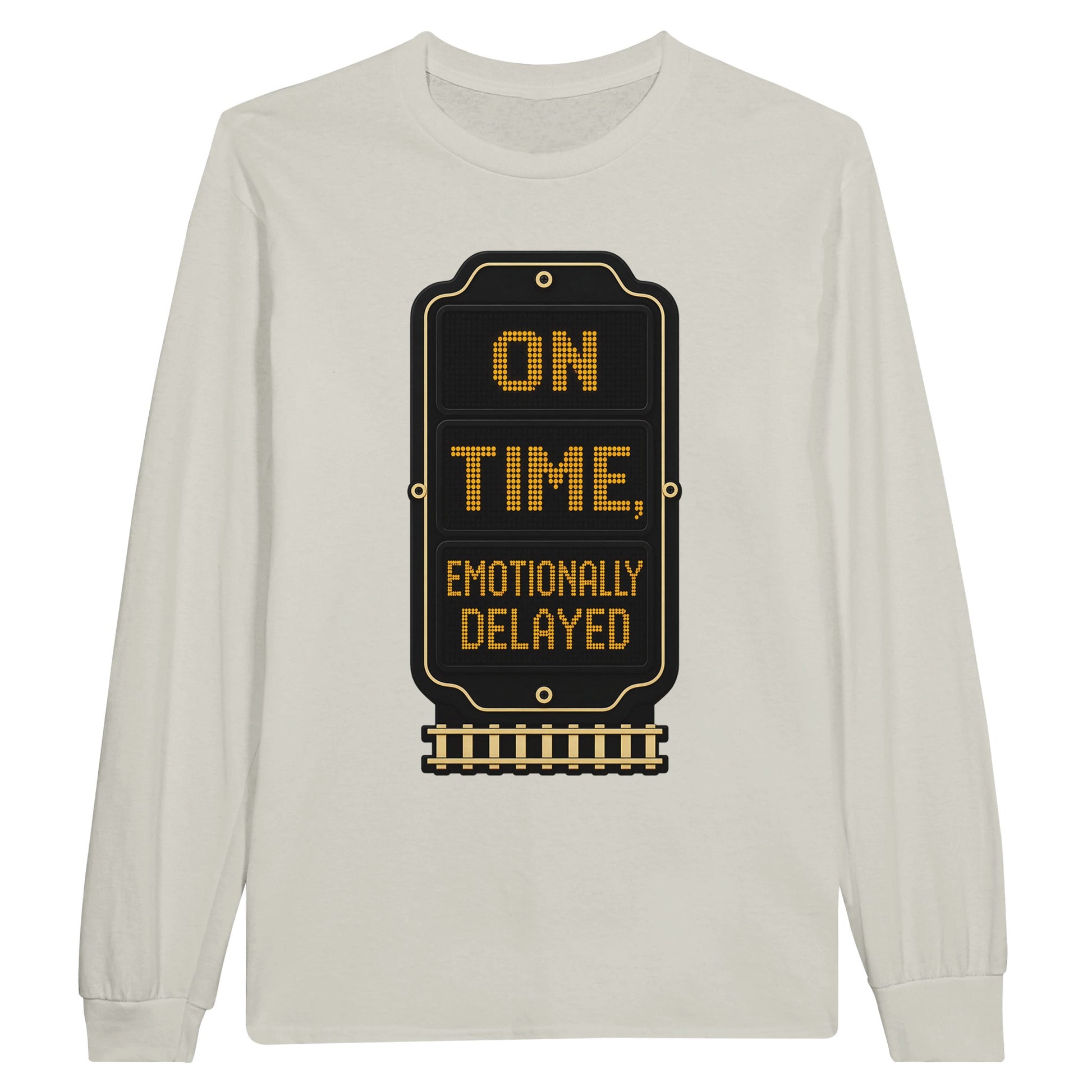 On Time, Emotionally Delayed Rail Graphic Long-Sleeve T-shirt — product view 14