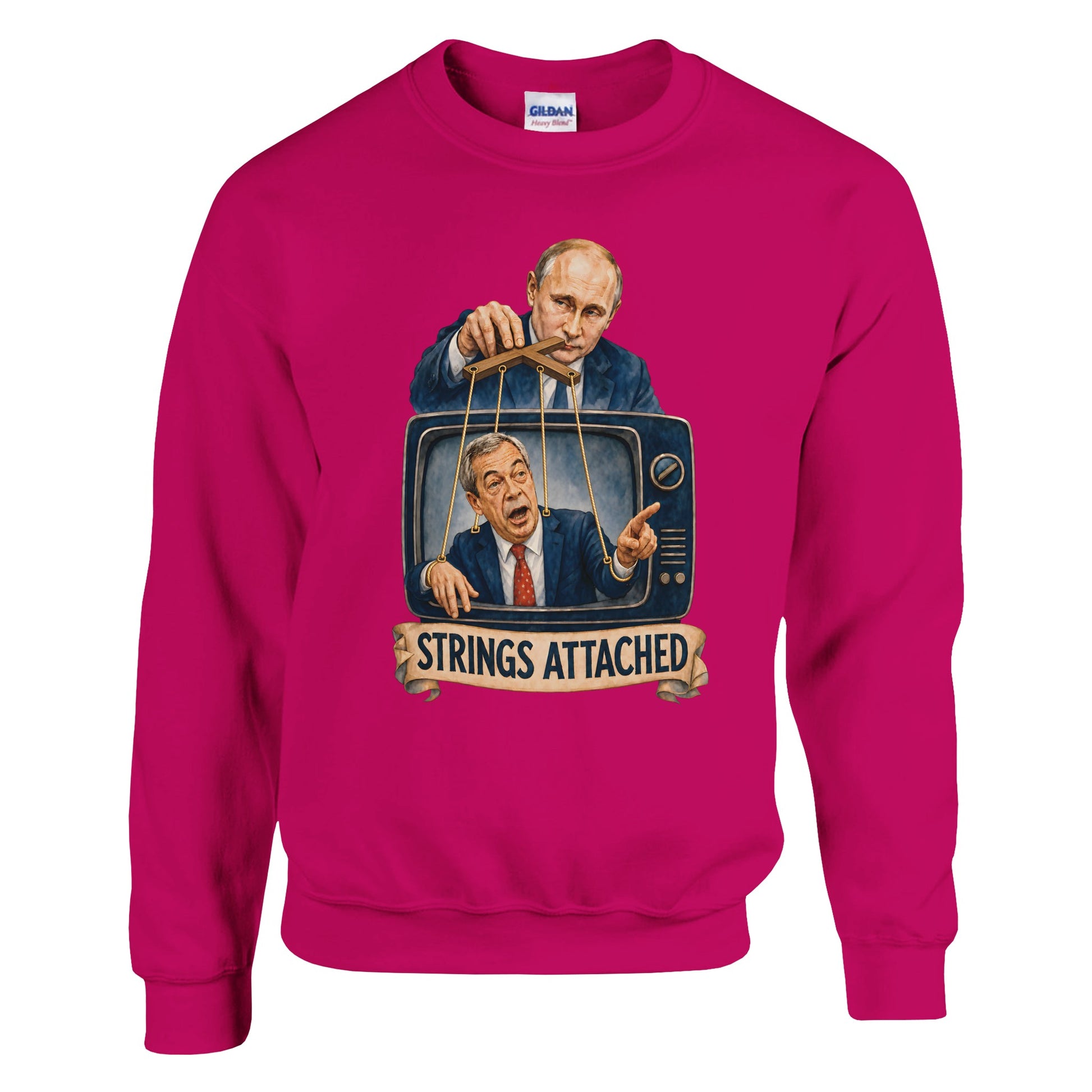 Strings Attached Political Satire Sweatshirt — product view 2