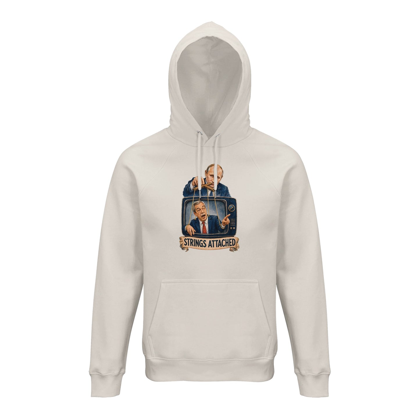 Strings Attached Political Satire Hoodie — product view 1