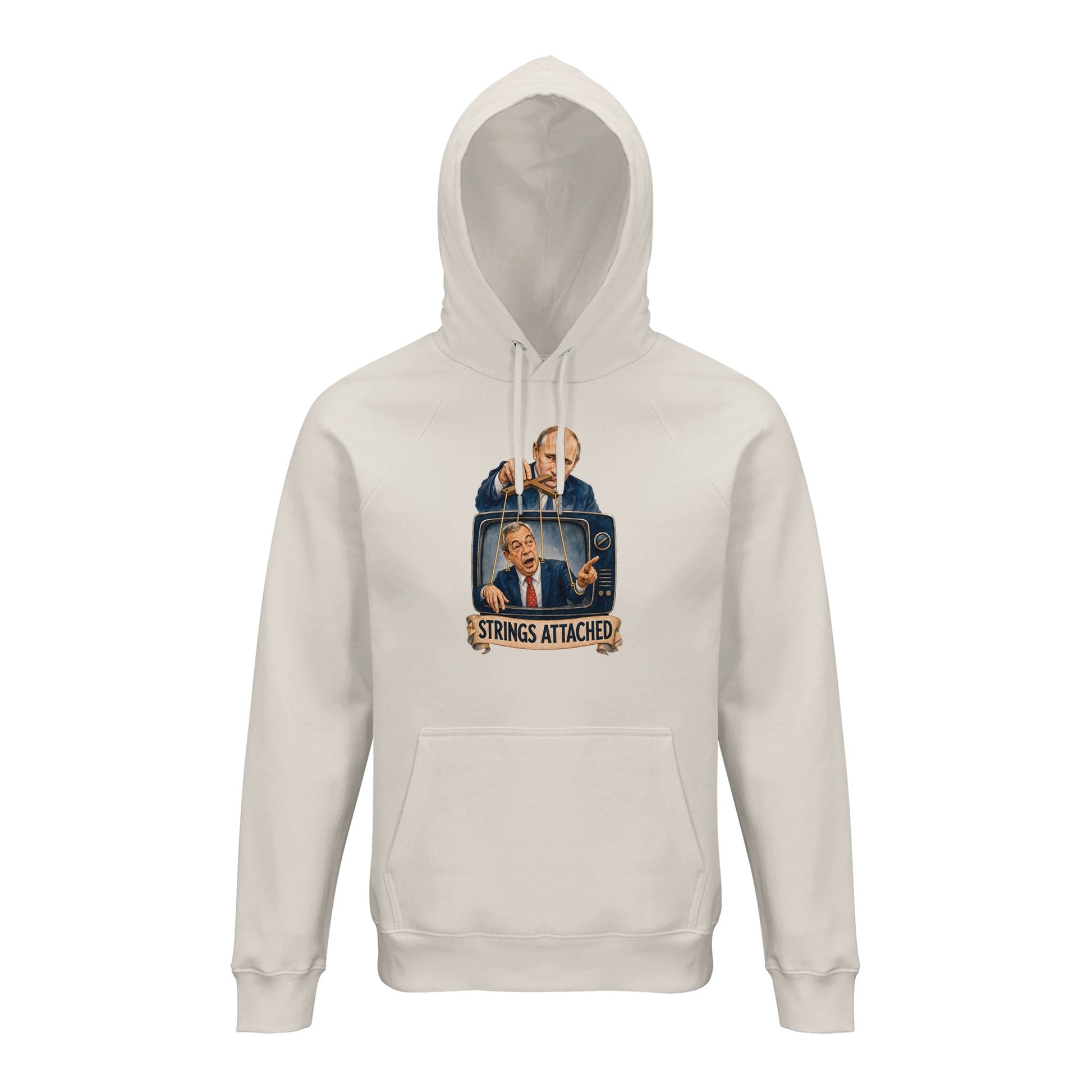 Strings Attached Political Satire Hoodie — product view 1
