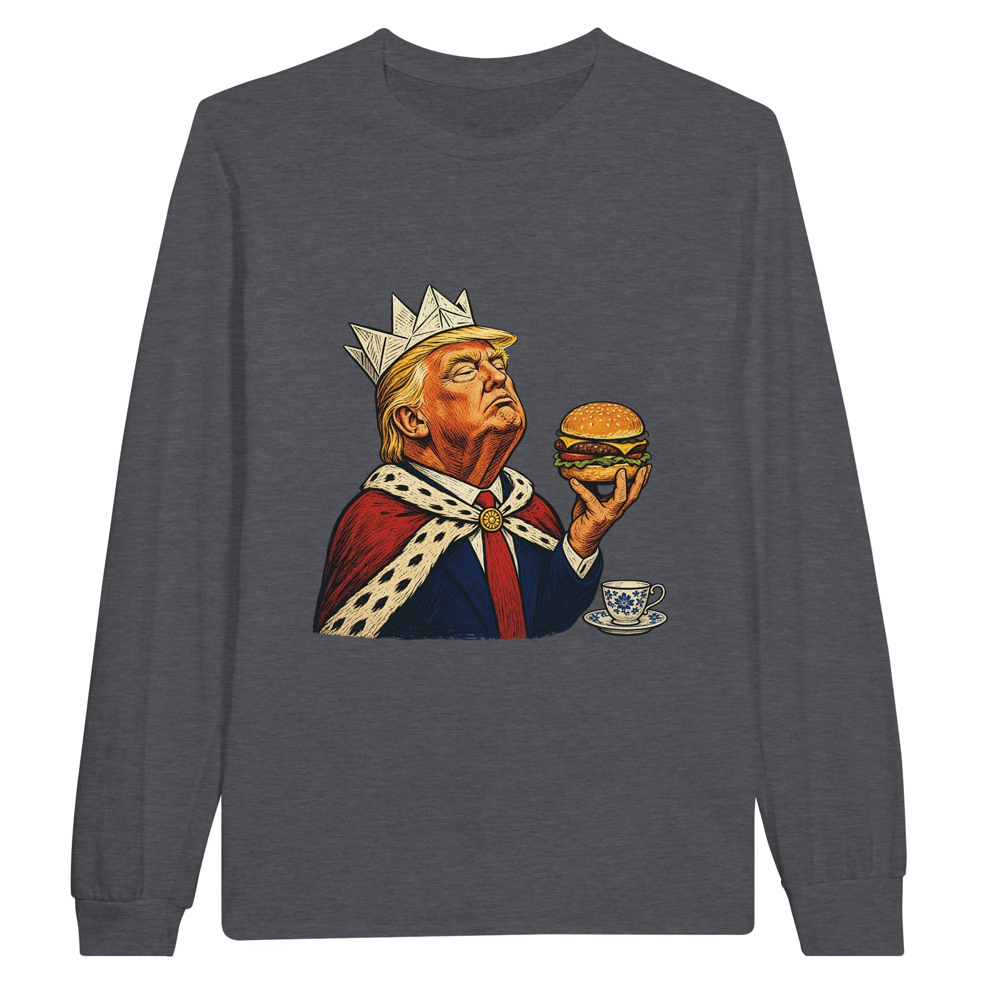 The Very Temporary Monarch — Trump Satire Long-Sleeve T-shirt — product view 2