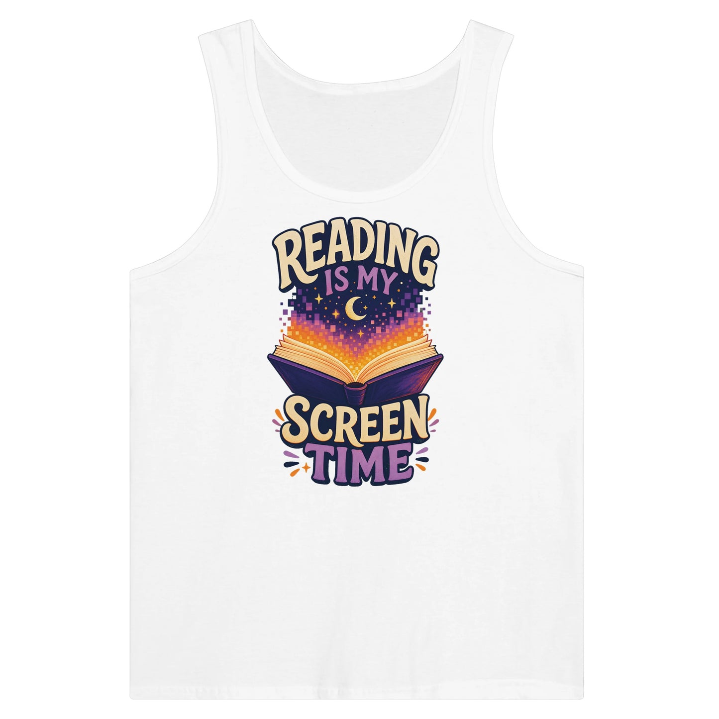 Reading Is My Screen Time Book Graphic Premium Unisex Tank Top — product view 1
