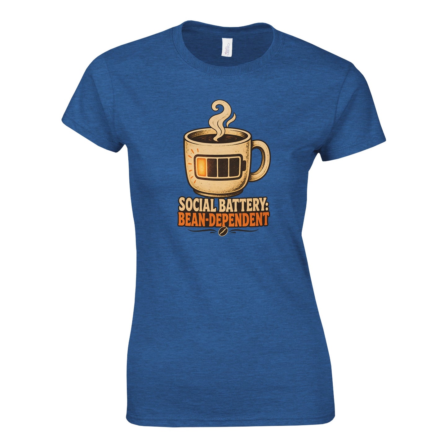 Social Battery: Bean-Dependent Graphic Women's T-shirt — product view 3