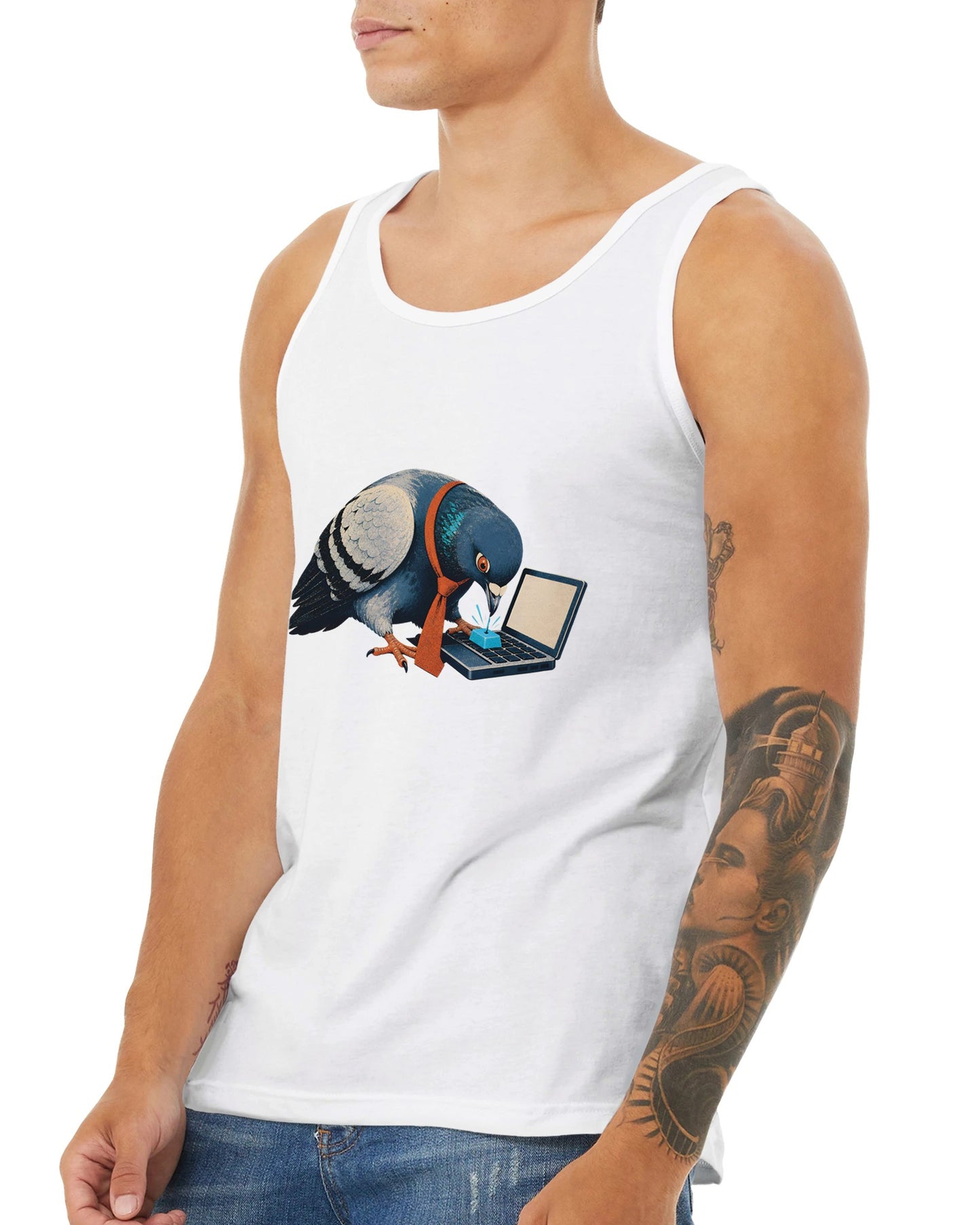 Pigeon Hits Send Premium Unisex Tank Top — product view 16