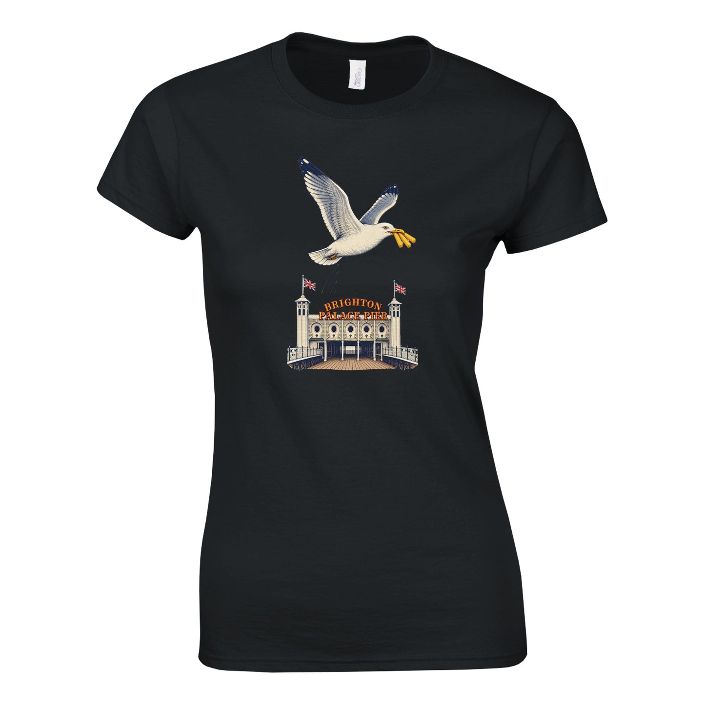 Brighton Palace Pier Chip Heist Women's T-shirt — product view 6