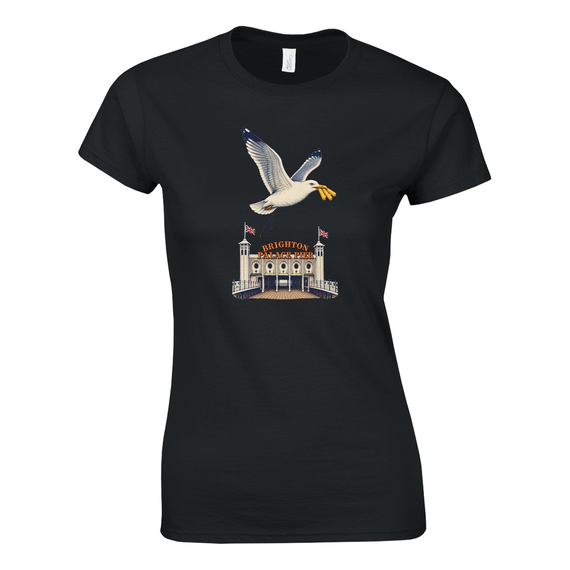Brighton Palace Pier Chip Heist Women's T-shirt — product view 6