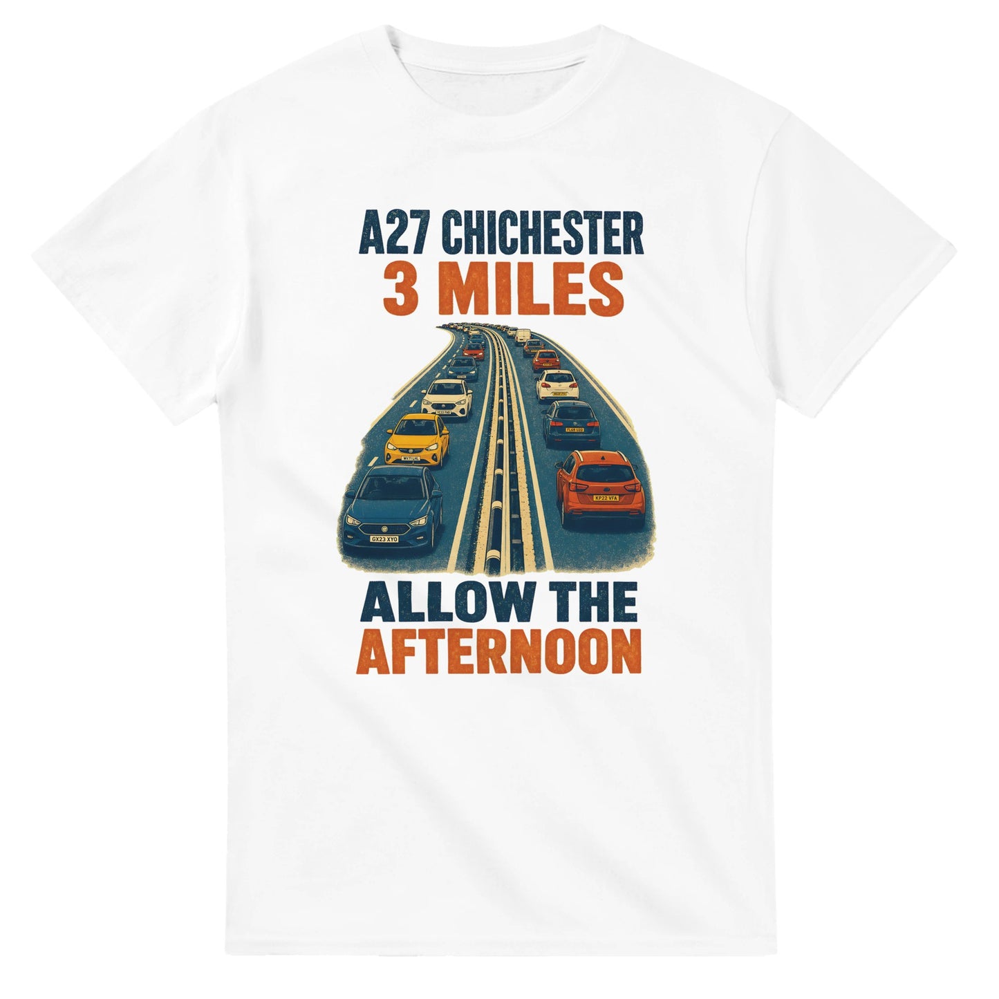 A27 Chichester – 3 Miles, Allow the Afternoon T-shirt — product view 1