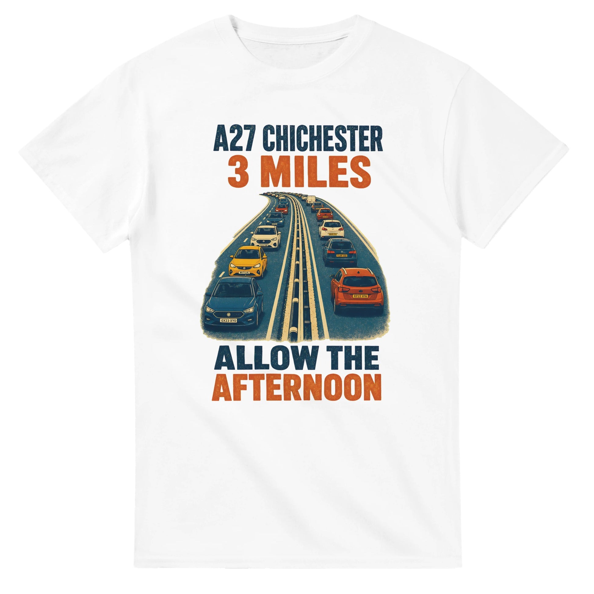 A27 Chichester – 3 Miles, Allow the Afternoon T-shirt — product view 1