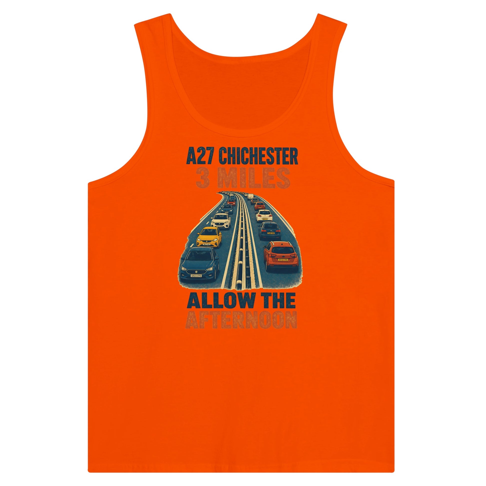 A27 Chichester – 3 Miles, Allow the Afternoon Premium Unisex Tank Top — product view 7
