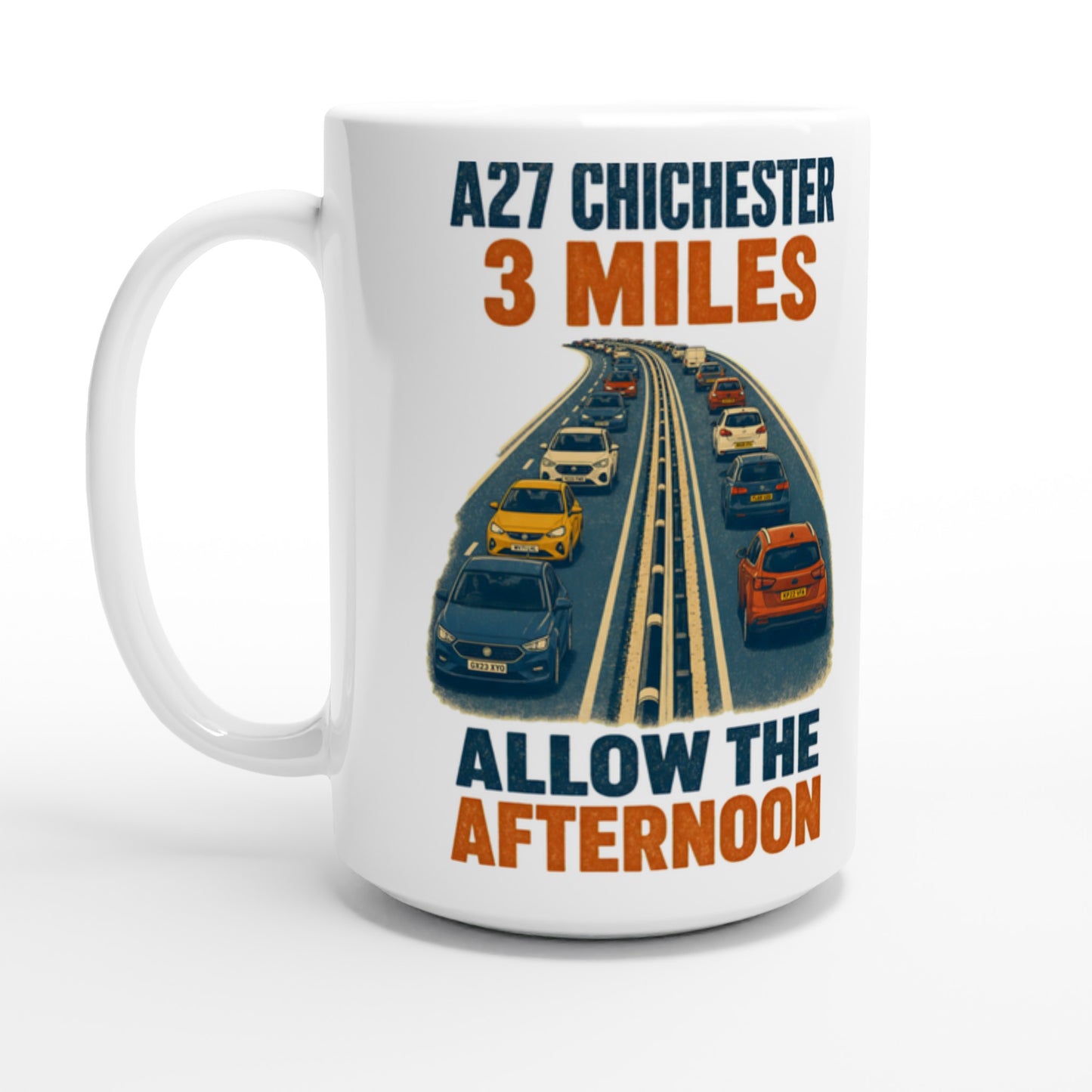 A27 Chichester – 3 Miles, Allow the Afternoon Large Mug — product view 1