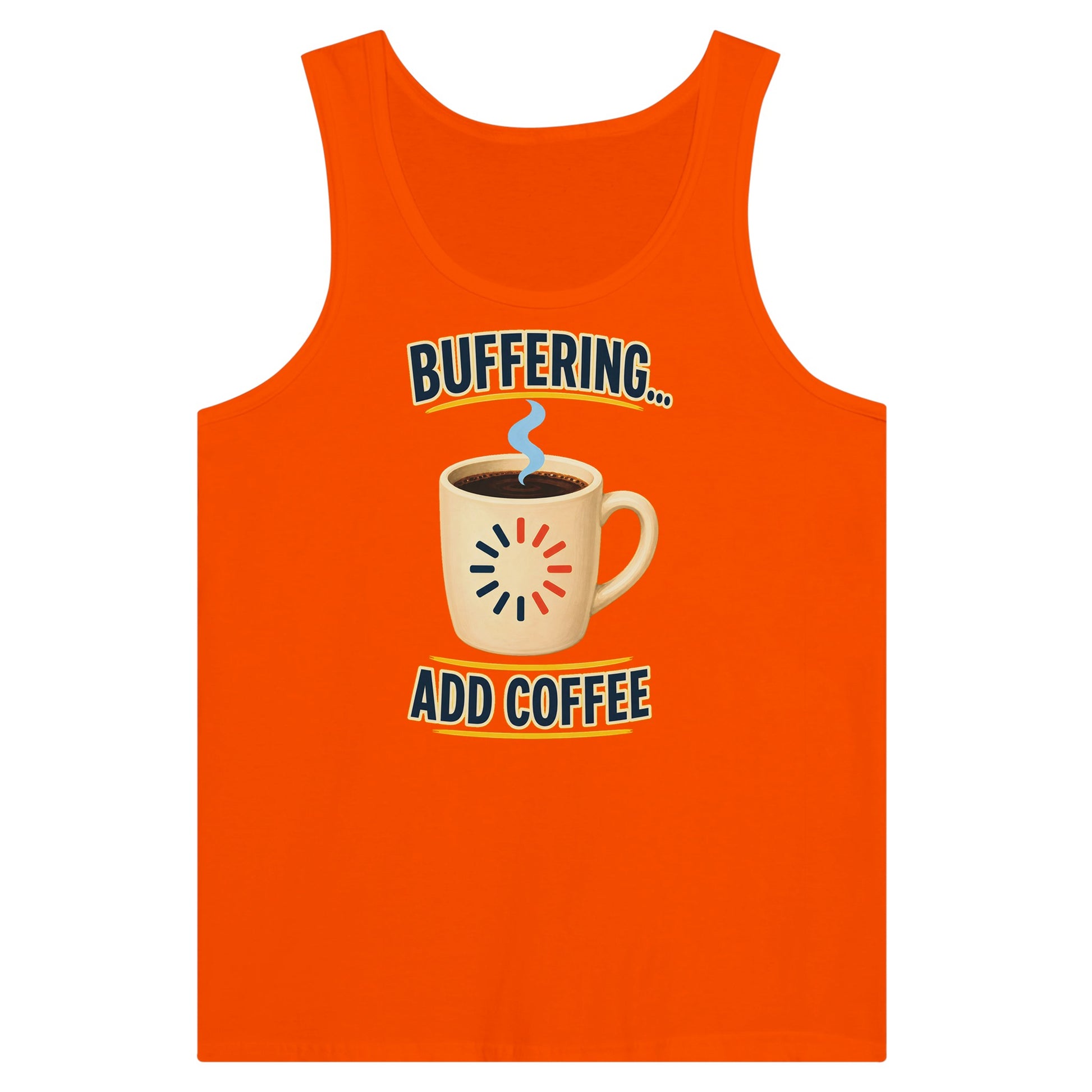 Buffering... Add Coffee — Outlined Loading Mug Graphic Premium Unisex Tank Top — product view 7