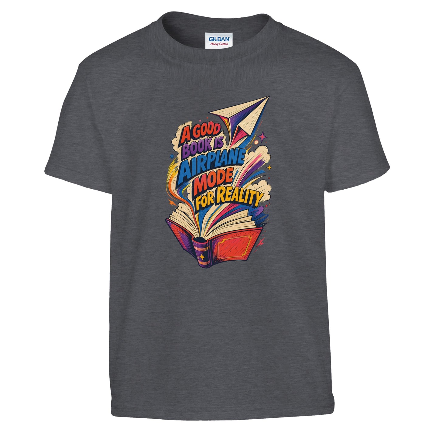 A Good Book Is Airplane Mode for Reality Kids' T-shirt — product view 12