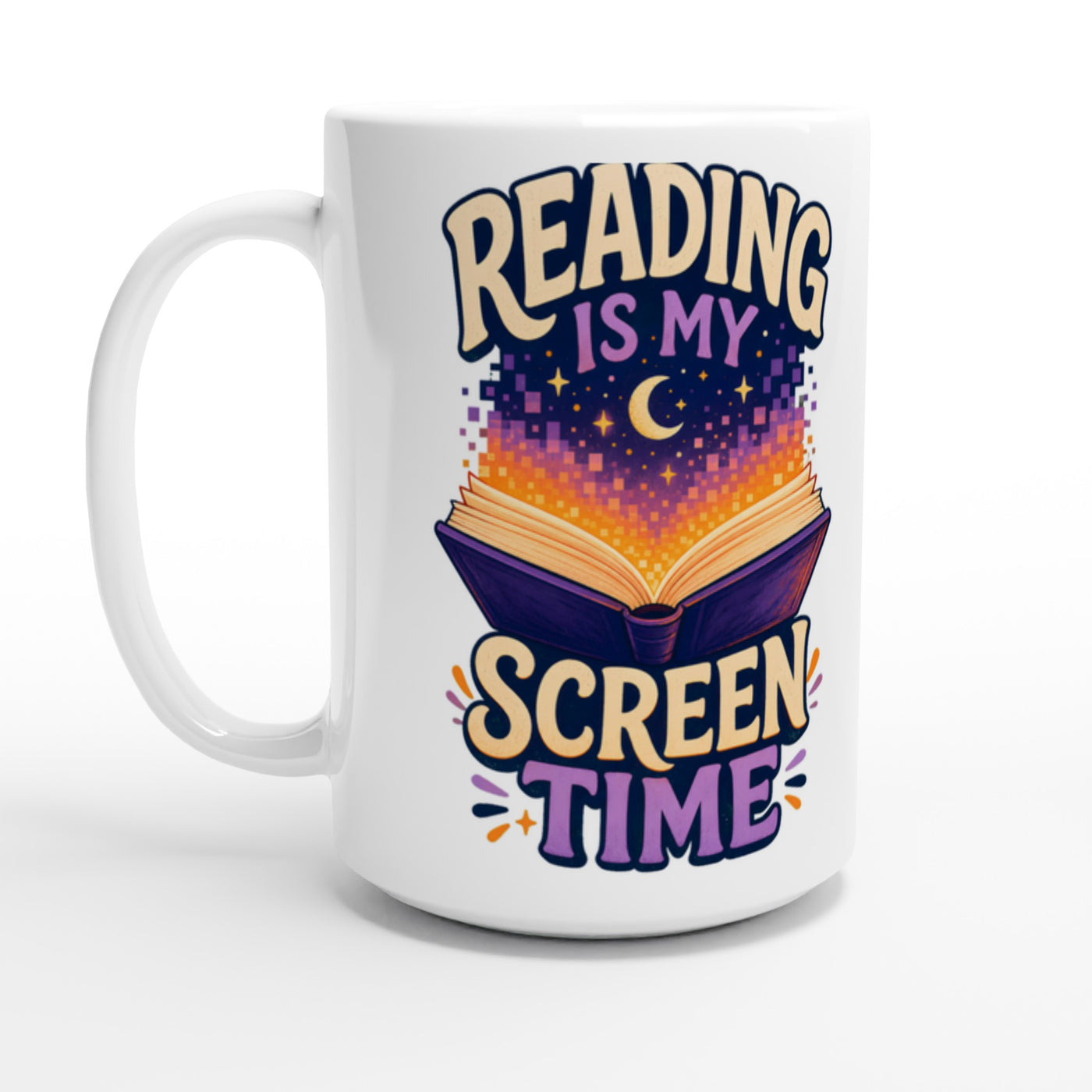 Reading Is My Screen Time Book Graphic Large Mug