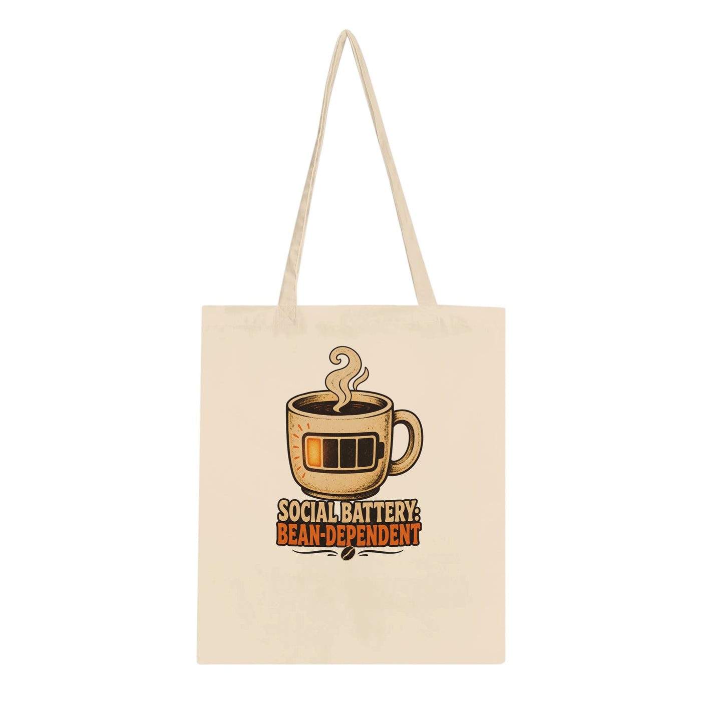 Social Battery: Bean-Dependent Graphic Tote Bag