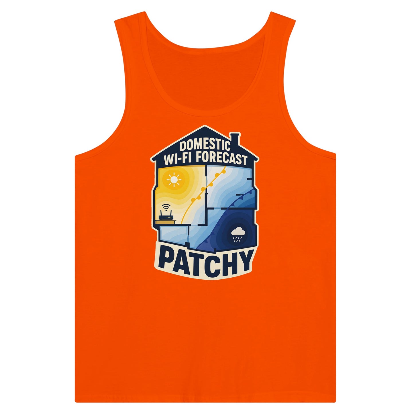 Domestic Wi-Fi Forecast Patchy Premium Unisex Tank Top — product view 7