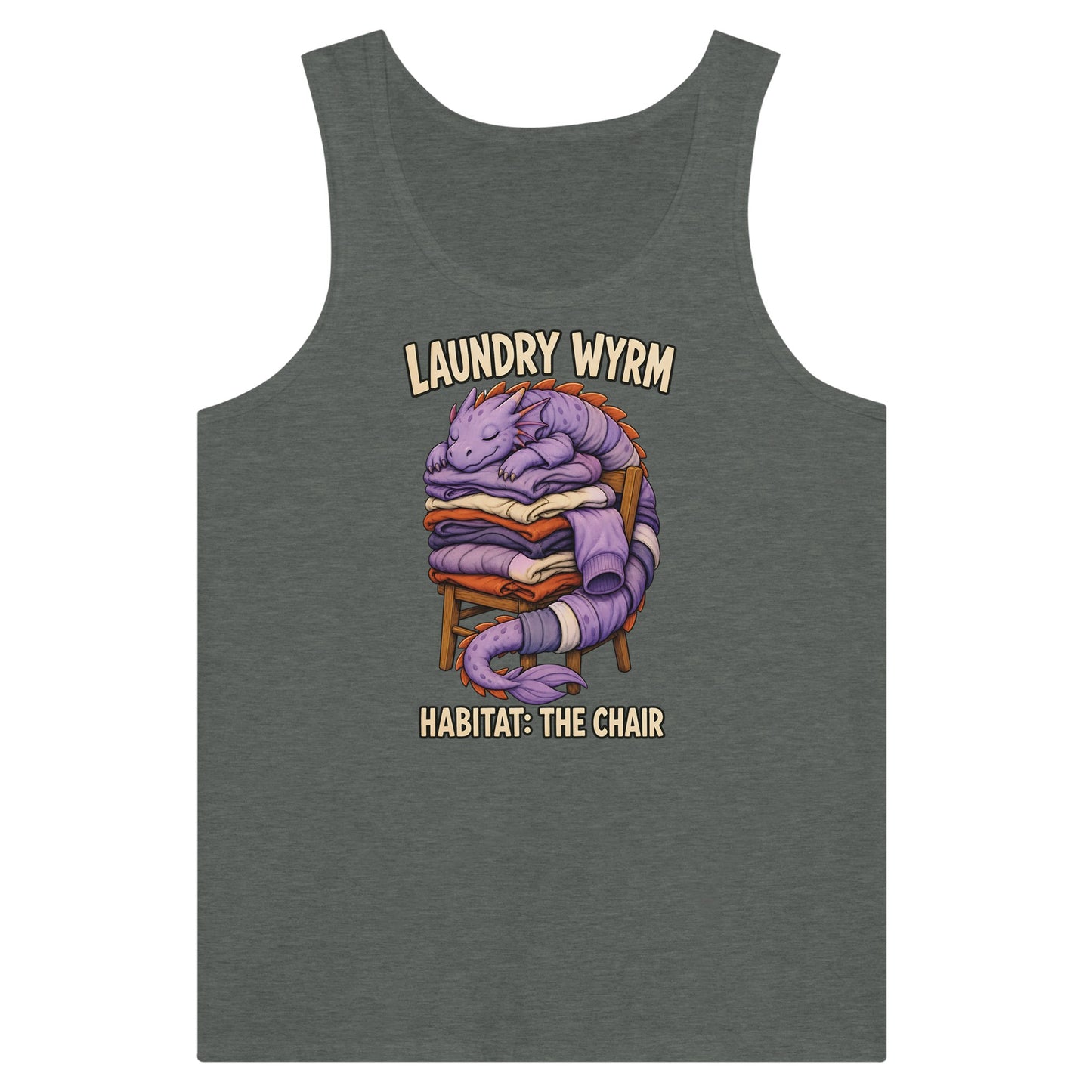Laundry Wyrm – Habitat: The Chair Premium Unisex Tank Top — product view 4