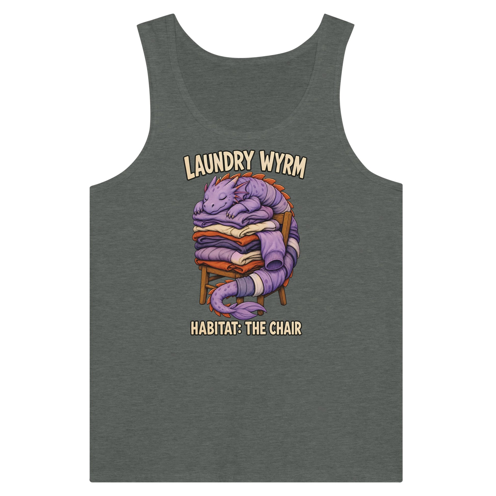 Laundry Wyrm – Habitat: The Chair Premium Unisex Tank Top — product view 4