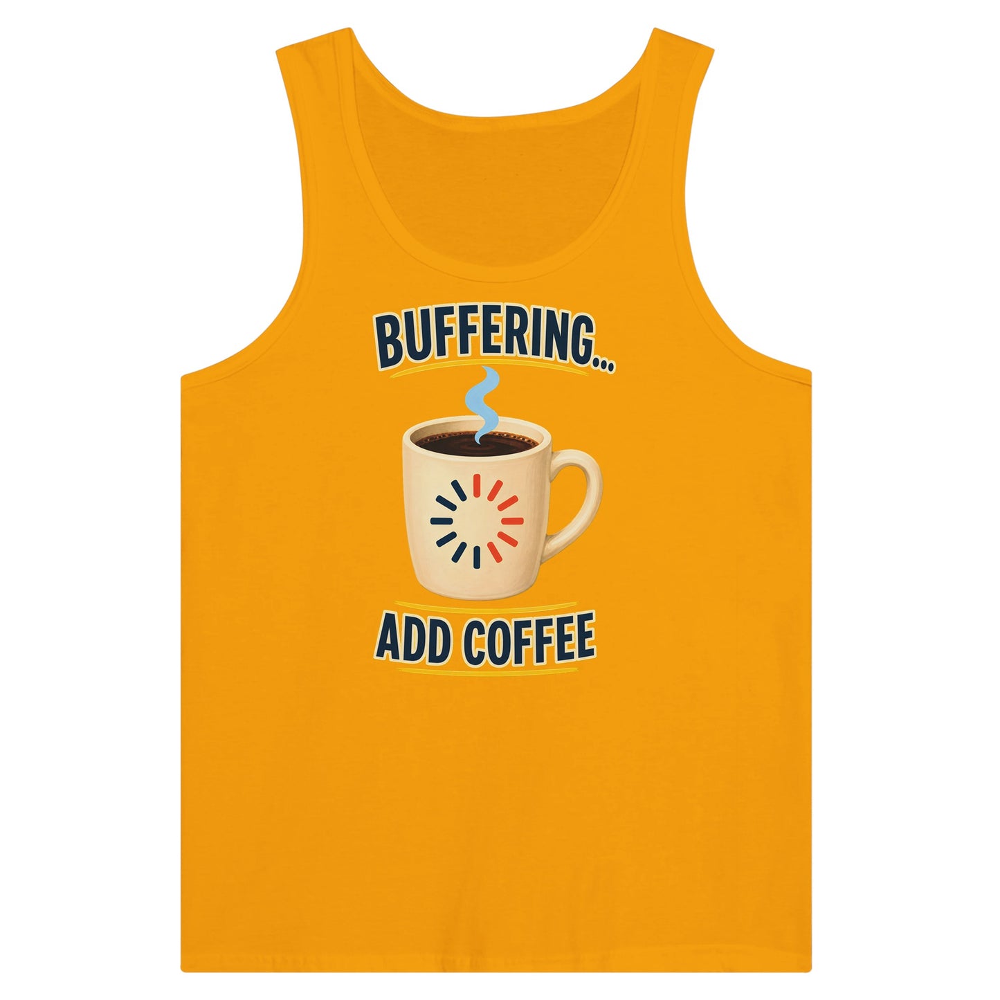 Buffering... Add Coffee — Outlined Loading Mug Graphic Premium Unisex Tank Top — product view 11