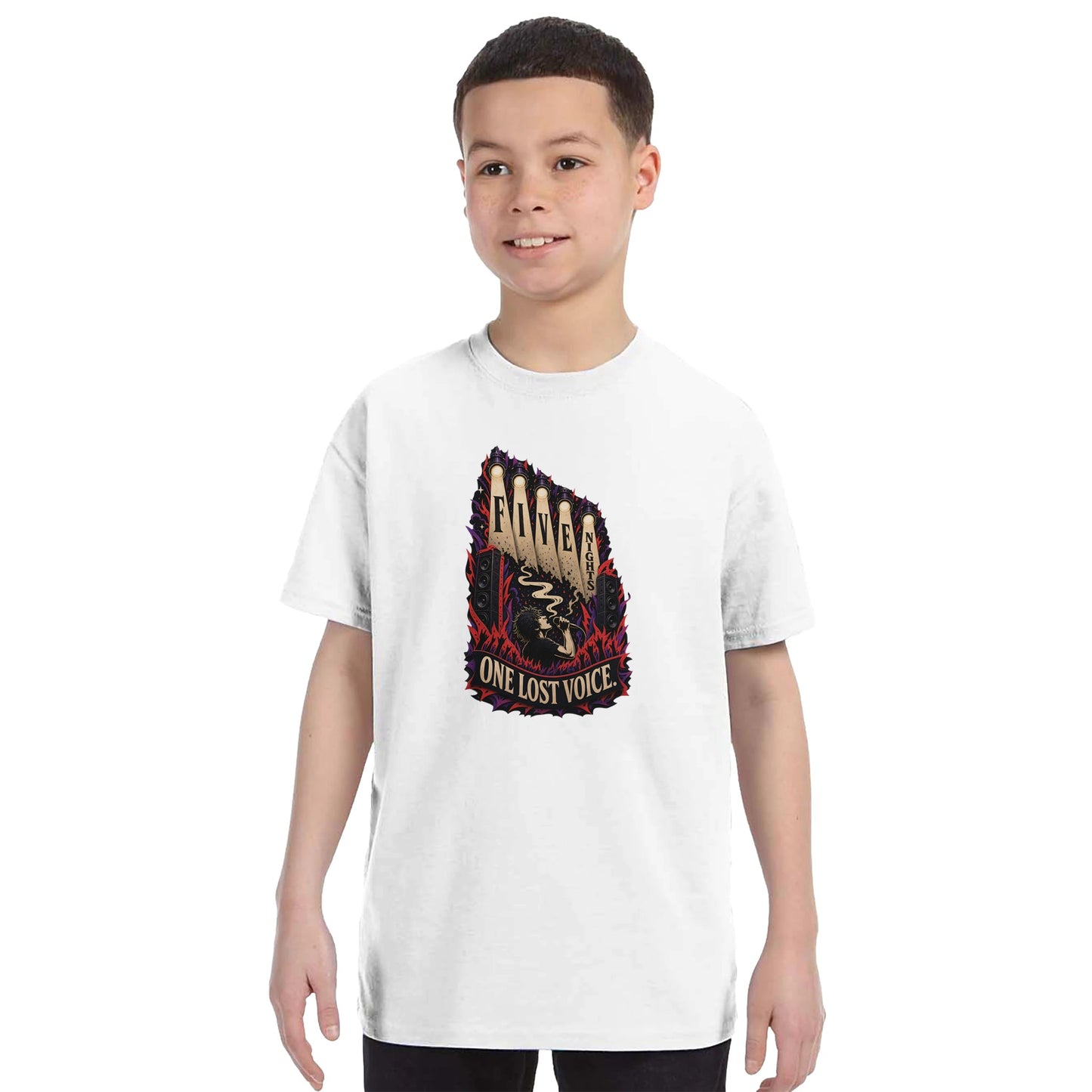 Five Nights, One Lost Voice Kids' T-shirt — product view 16