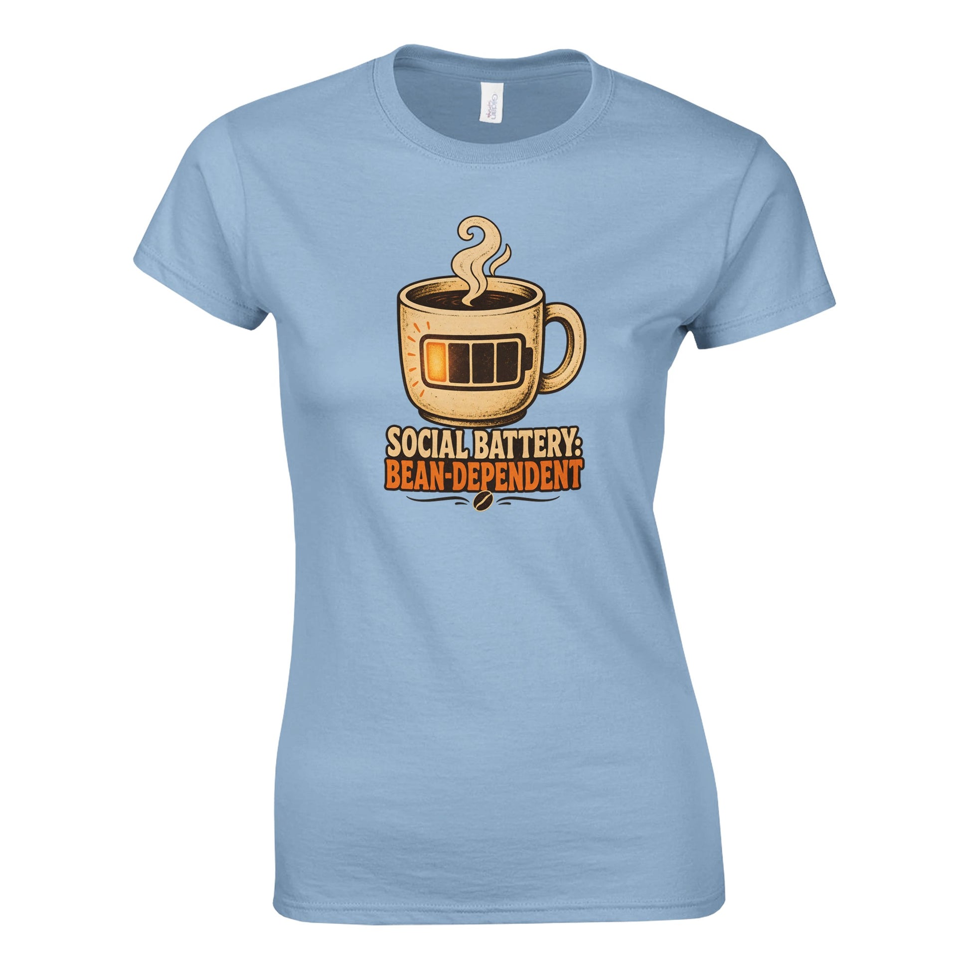 Social Battery: Bean-Dependent Graphic Women's T-shirt — product view 11