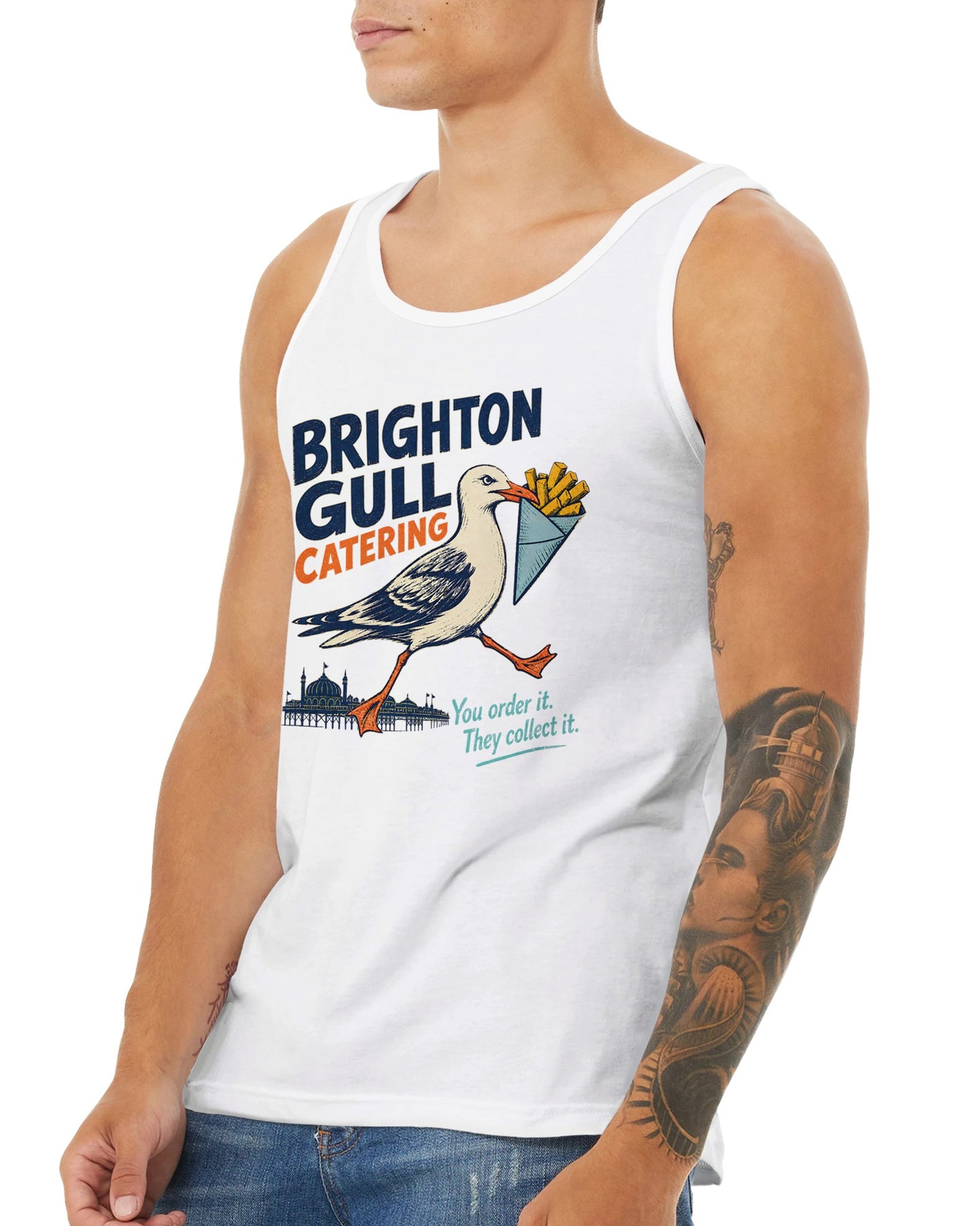 Brighton Gull Catering - You Order It, They Collect It Premium Unisex Tank Top — product view 16