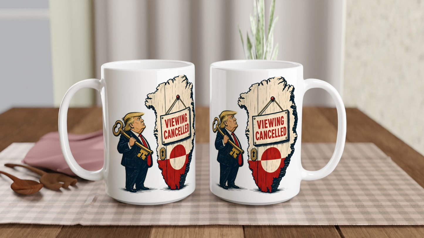Viewing Cancelled — Greenland Political Satire Large Mug — product view 5