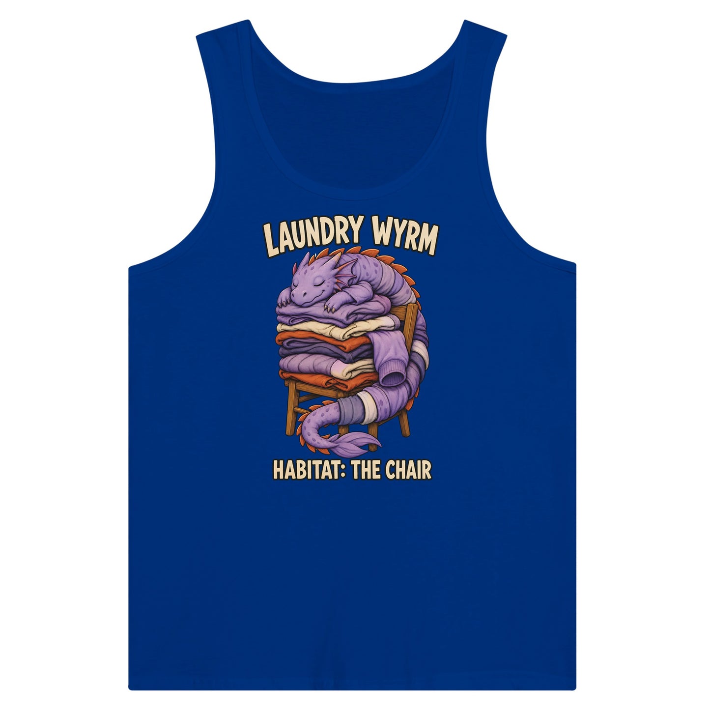 Laundry Wyrm – Habitat: The Chair Premium Unisex Tank Top — product view 3