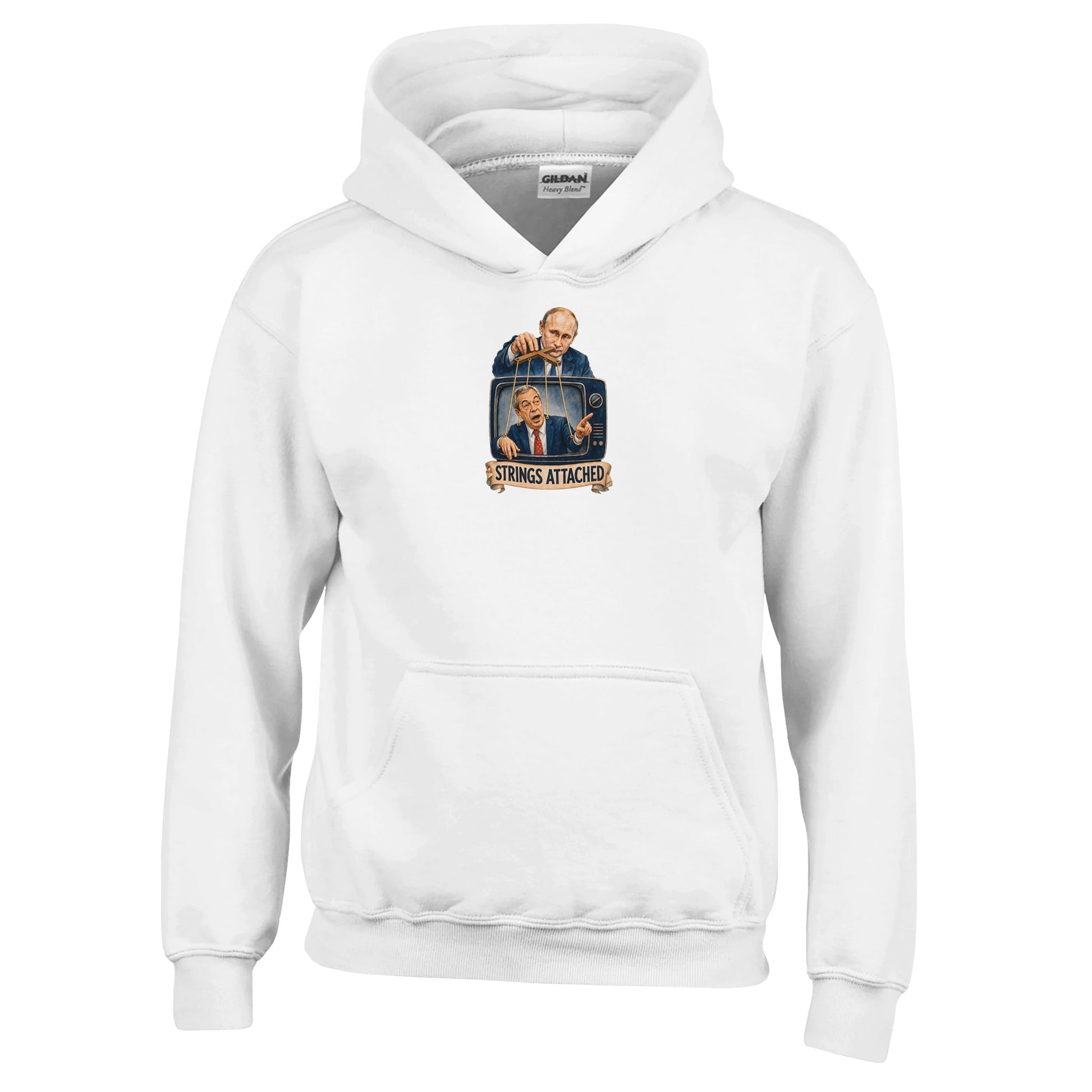 Strings Attached Political Satire Kids' Hoodie — product view 1